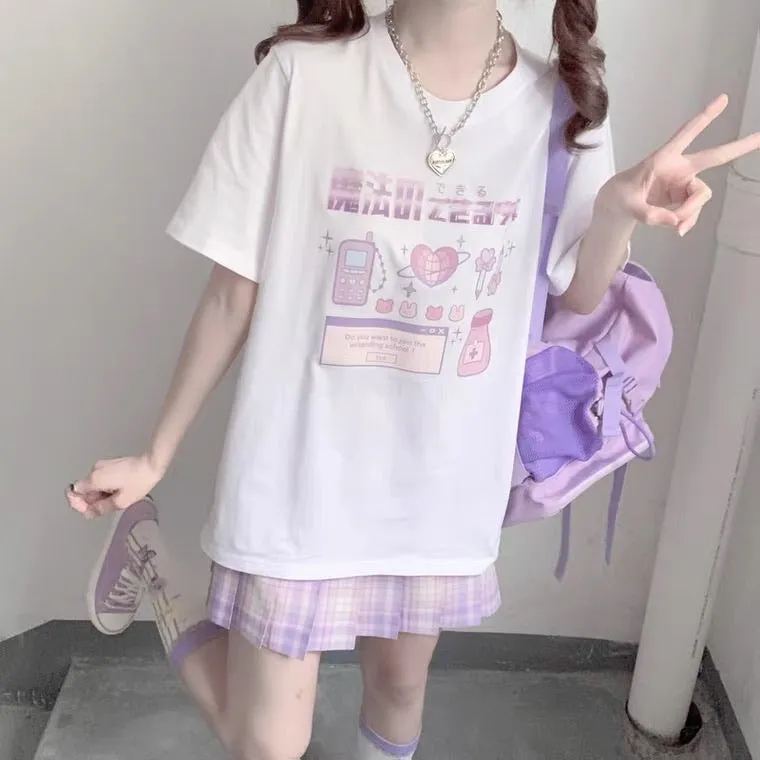JAPANESE MAGIC PREPPY PRINT OVERSIZE T-SHIRT BY50044