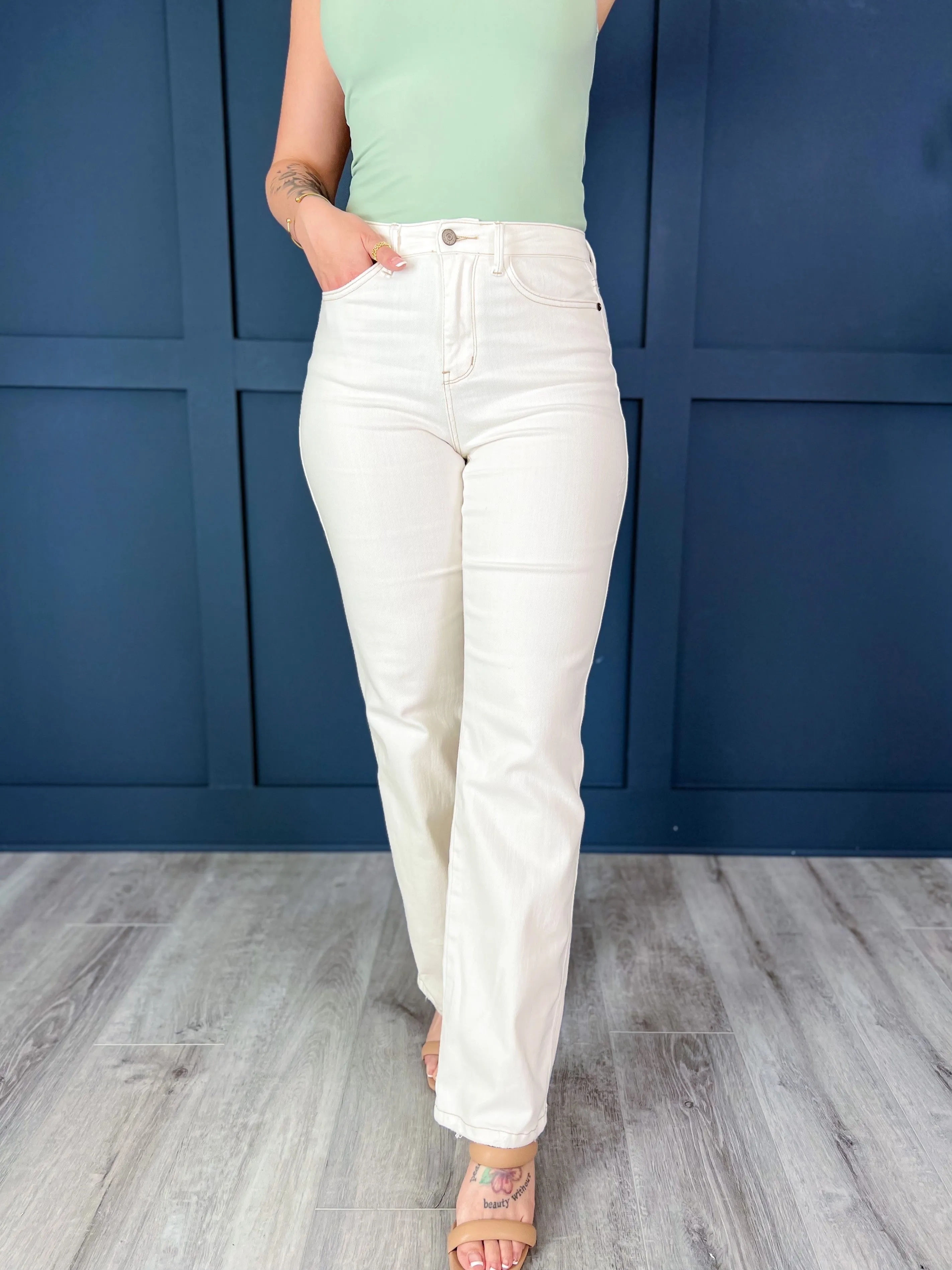 Judy Blue Mild Destroyed Straight Leg Jeans