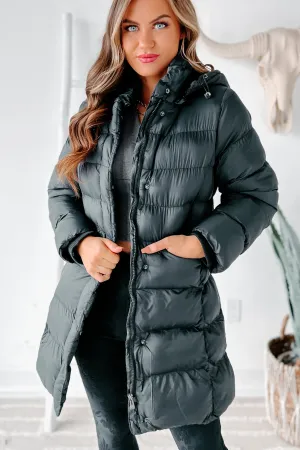 Keeping Warm Knee Length Puffer Coat (Black)