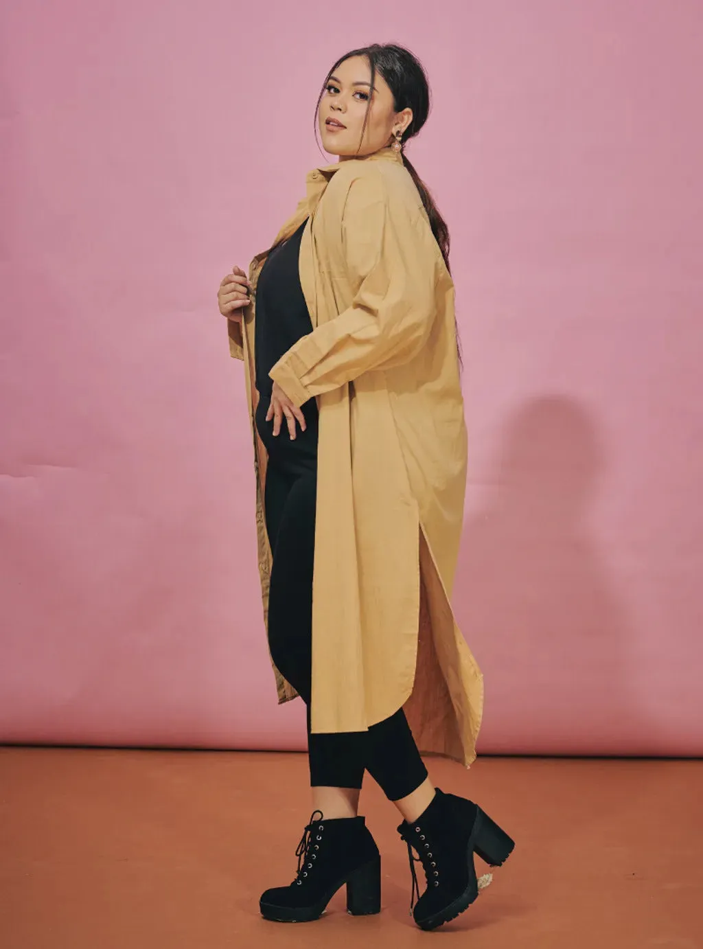 Longline Oversized Cotton Shirt Dress - Festive Series