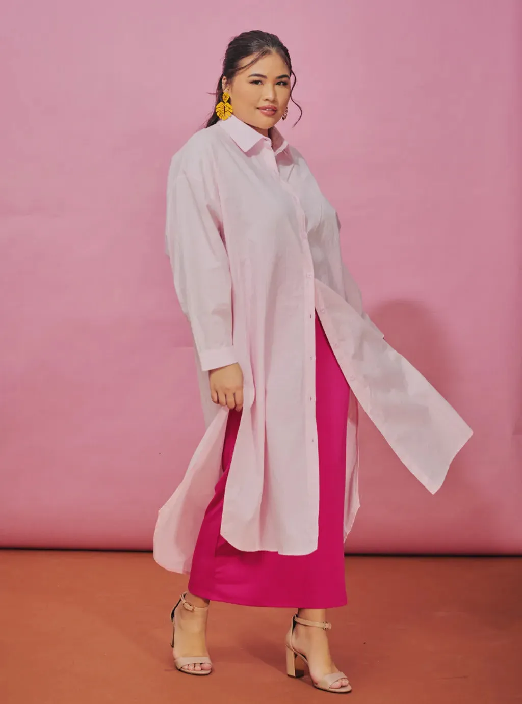 Longline Oversized Cotton Shirt Dress - Festive Series