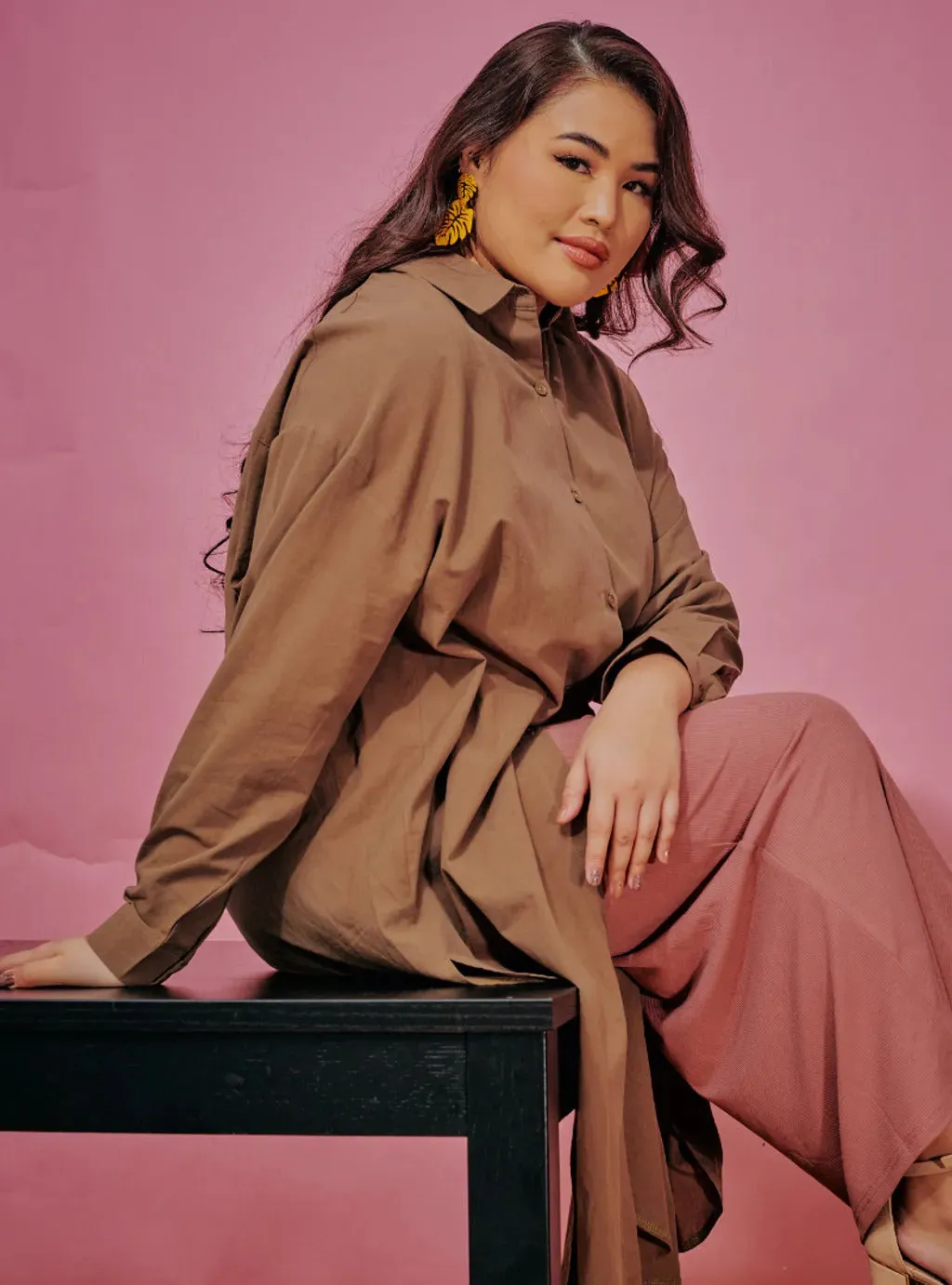 Longline Oversized Cotton Shirt Dress - Festive Series