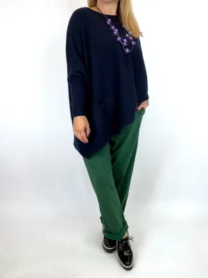 Made in Italy Lagenlook Plain Magic Pant Joggers in Pine Green .code 50106