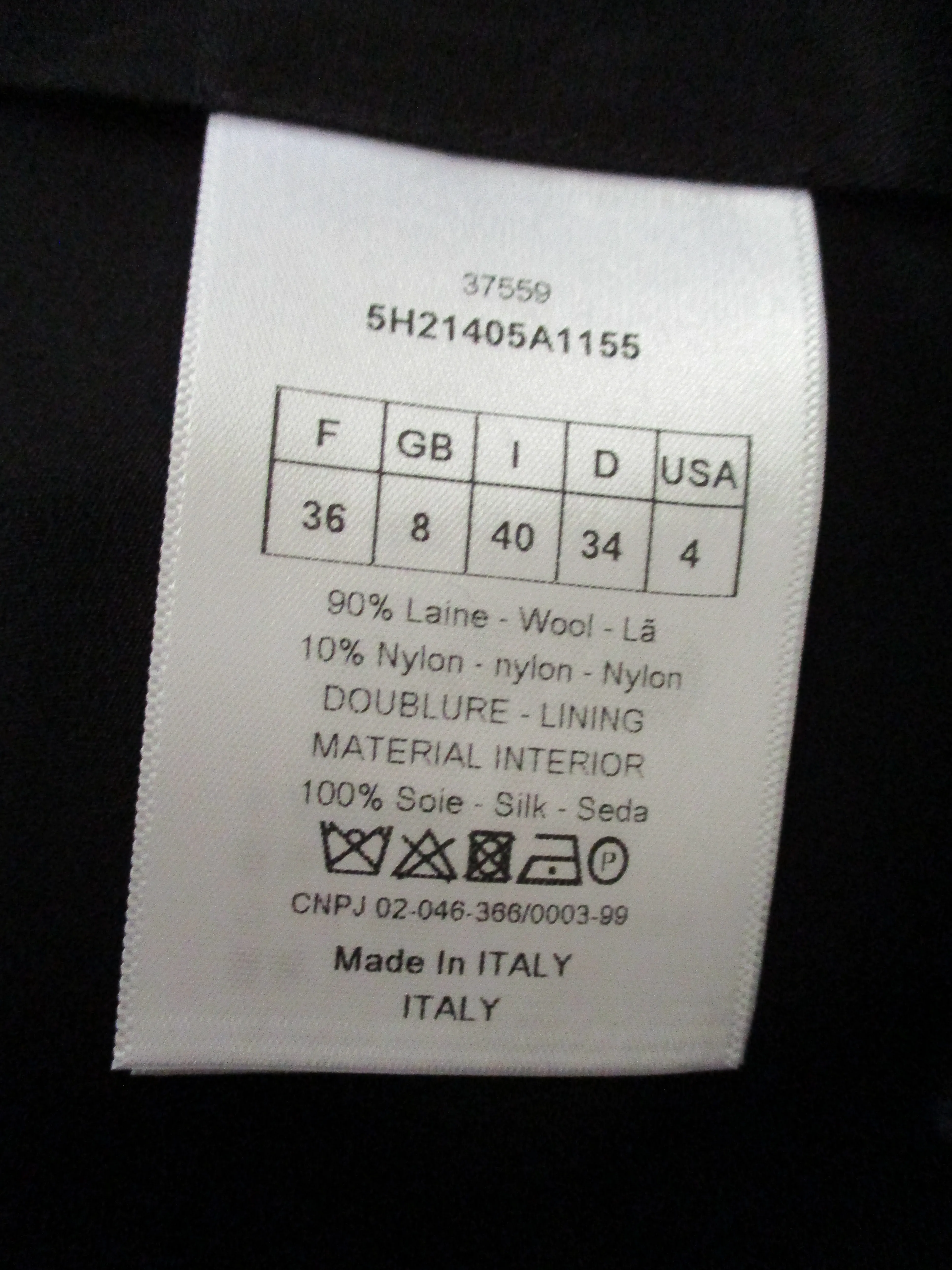 NWT NEW CHRISTIAN DIOR PARIS PANTALON NOIR Wool Pants Trouser 36 BLACK