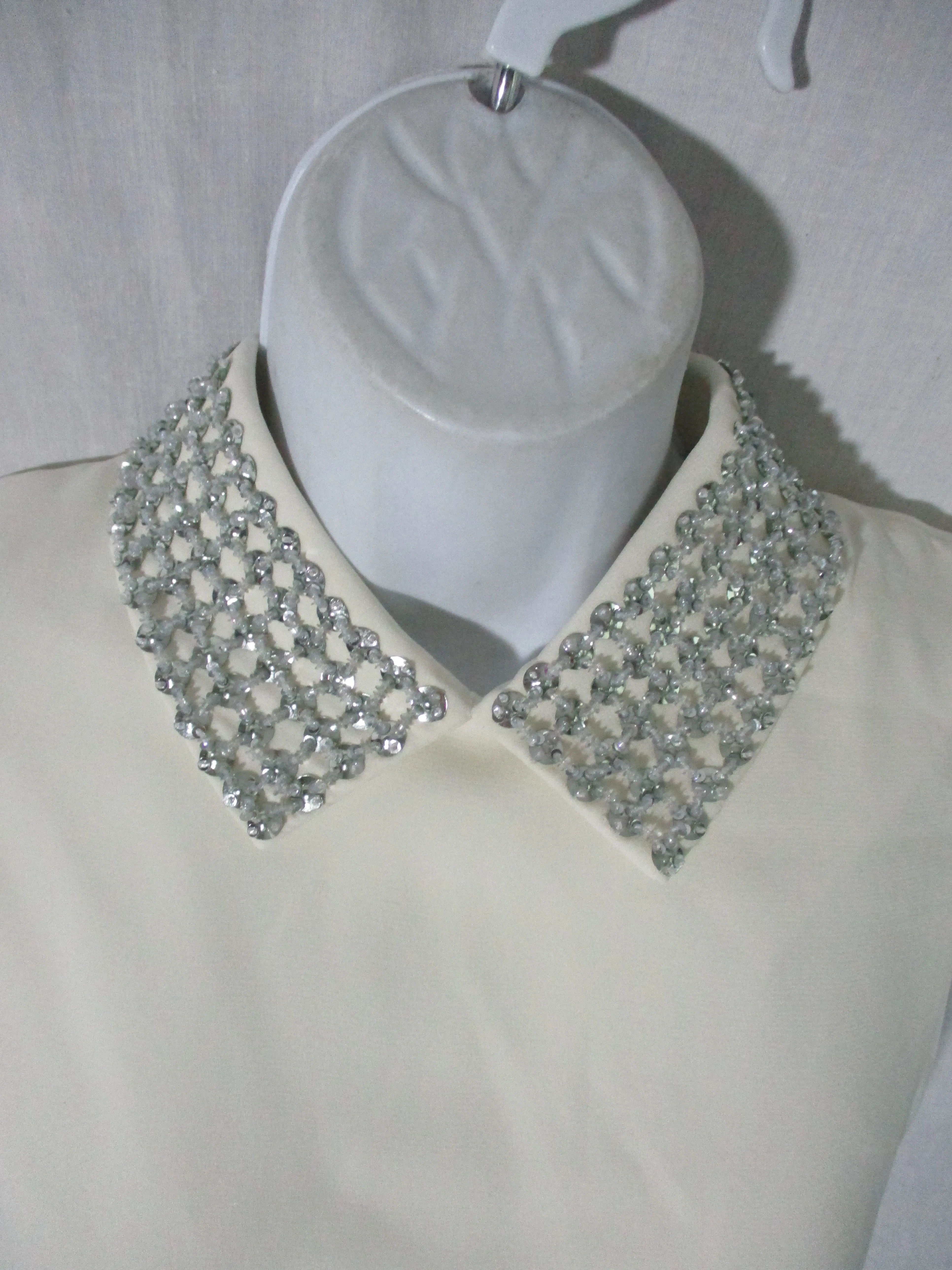 NWT NEW CHRISTIAN DIOR PARIS TOP BLOUSE Shirt 36 Blanc Cassu Creme Silver