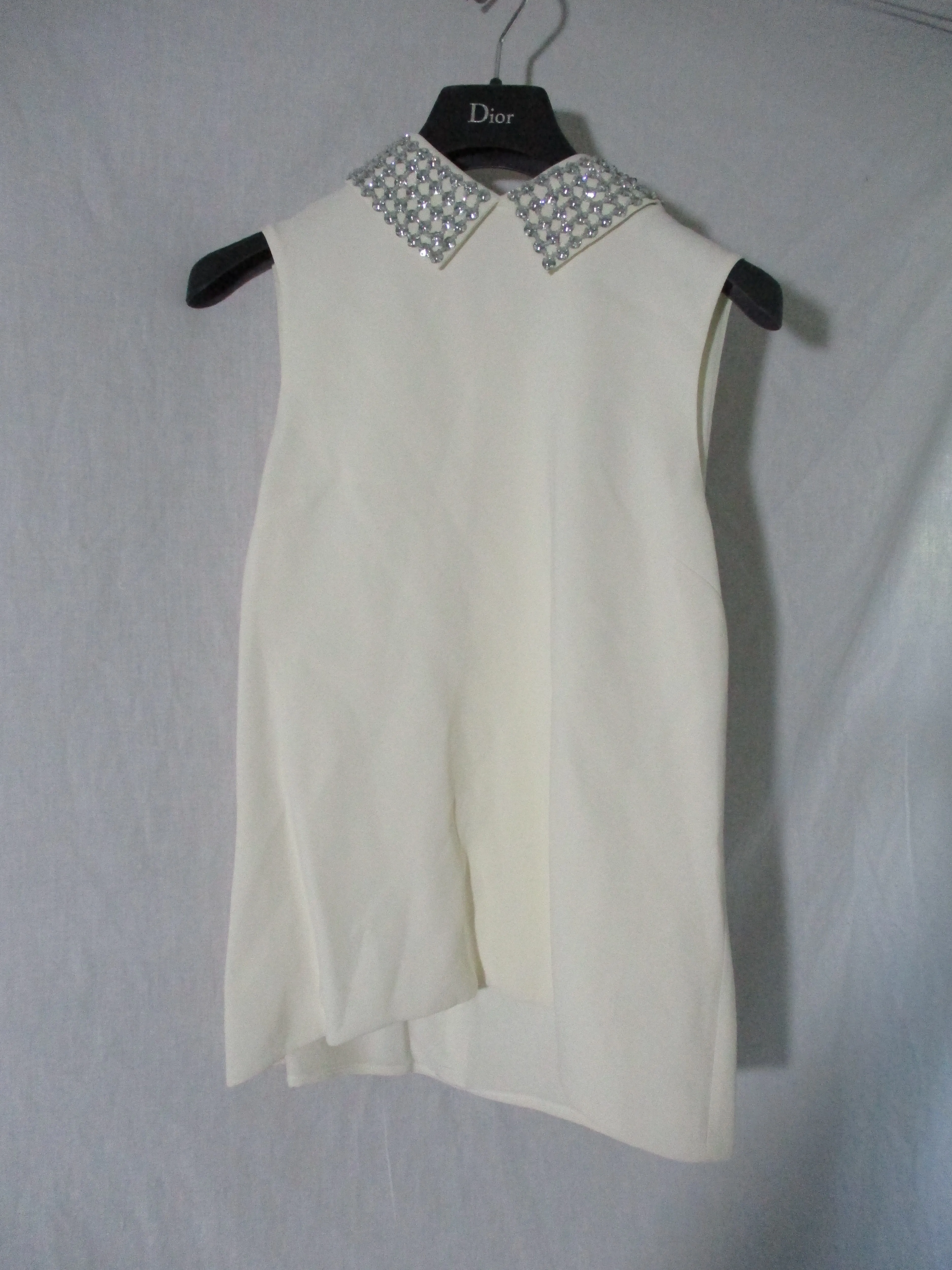 NWT NEW CHRISTIAN DIOR PARIS TOP BLOUSE Shirt 36 Blanc Cassu Creme Silver