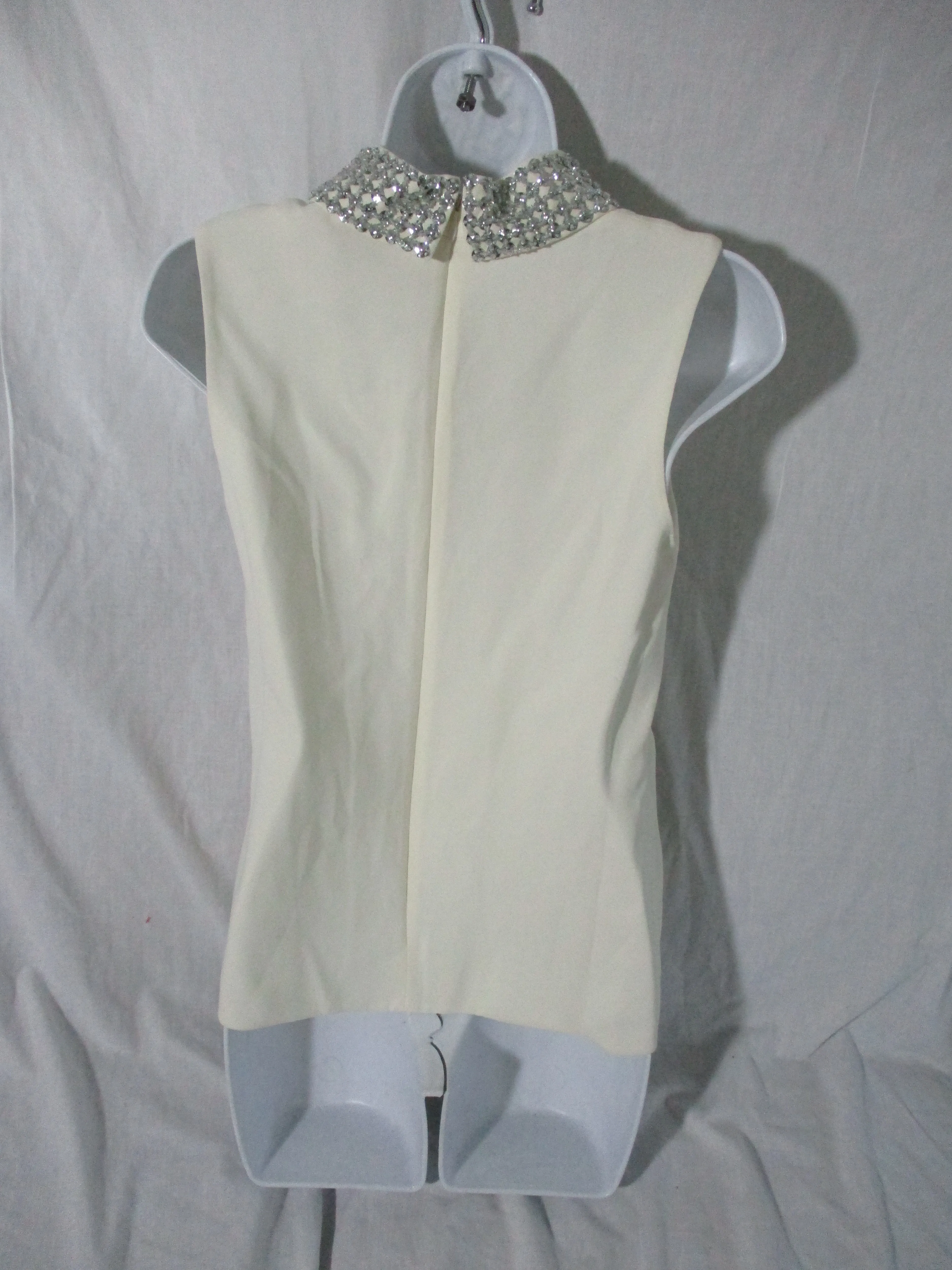 NWT NEW CHRISTIAN DIOR PARIS TOP BLOUSE Shirt 36 Blanc Cassu Creme Silver