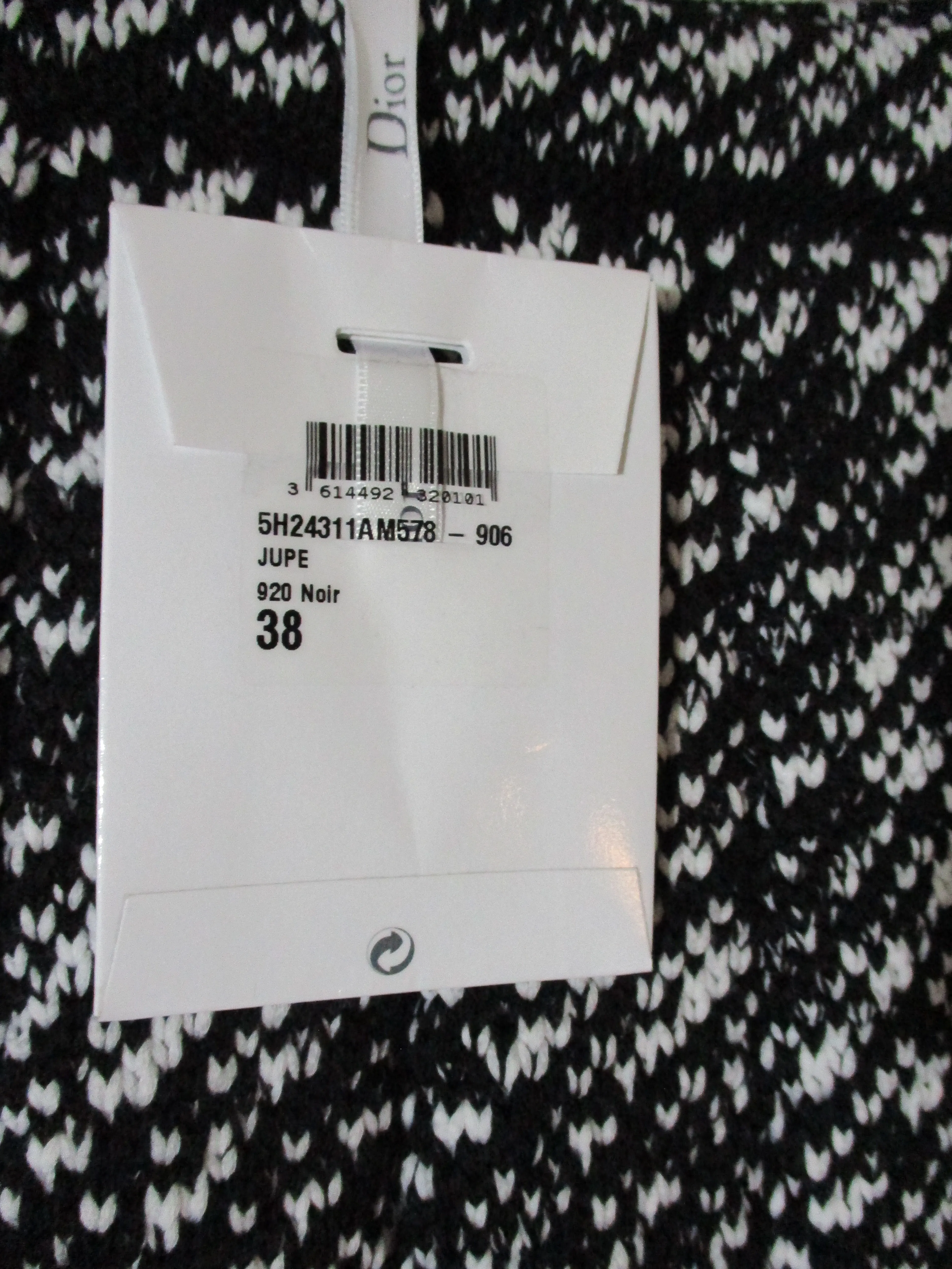 NWT NEW CHRISTIAN DIOR PARIS Wool Cotton SKIRT 38 NOIR BLACK WHITE