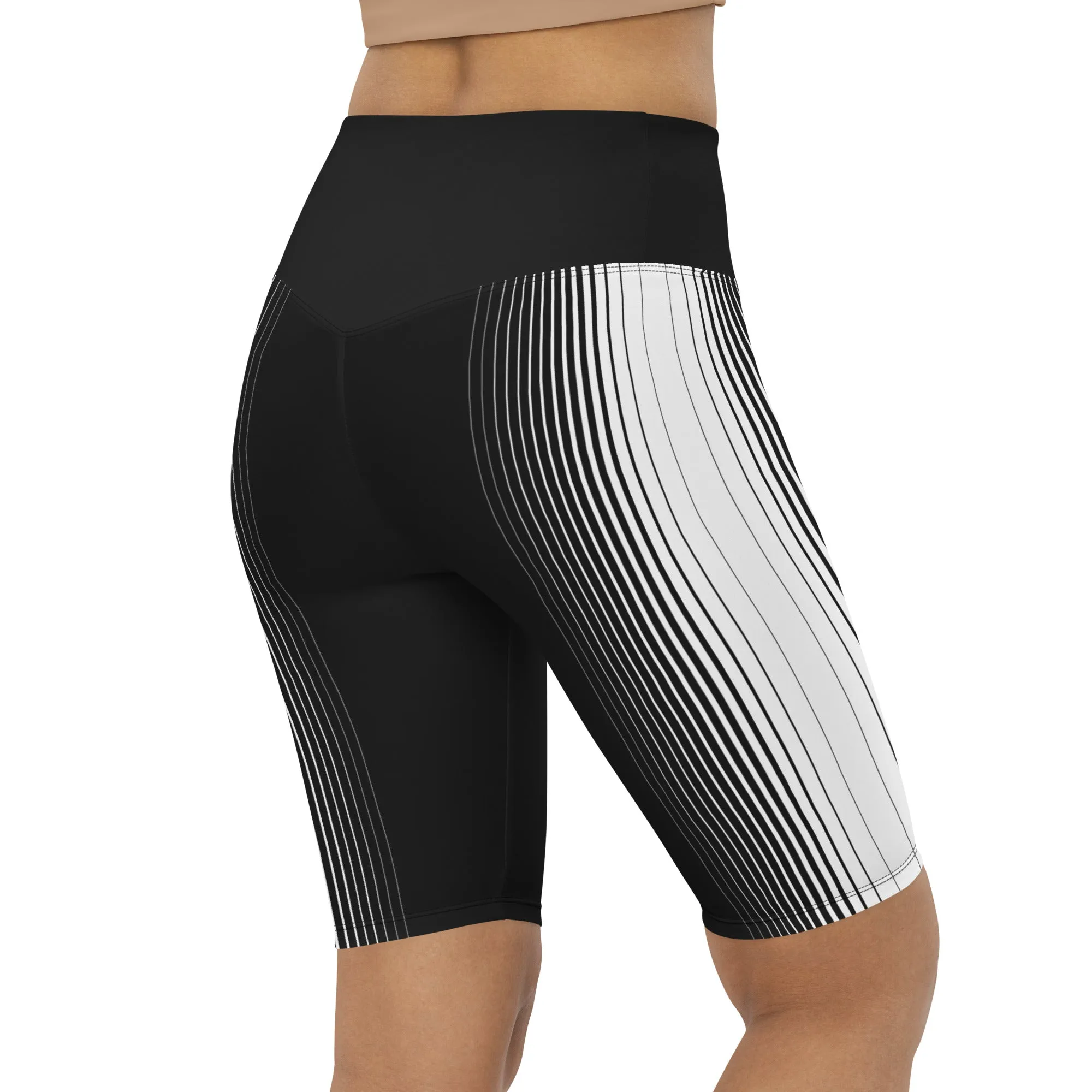 Optical Illusion Vertical Lines Biker Shorts
