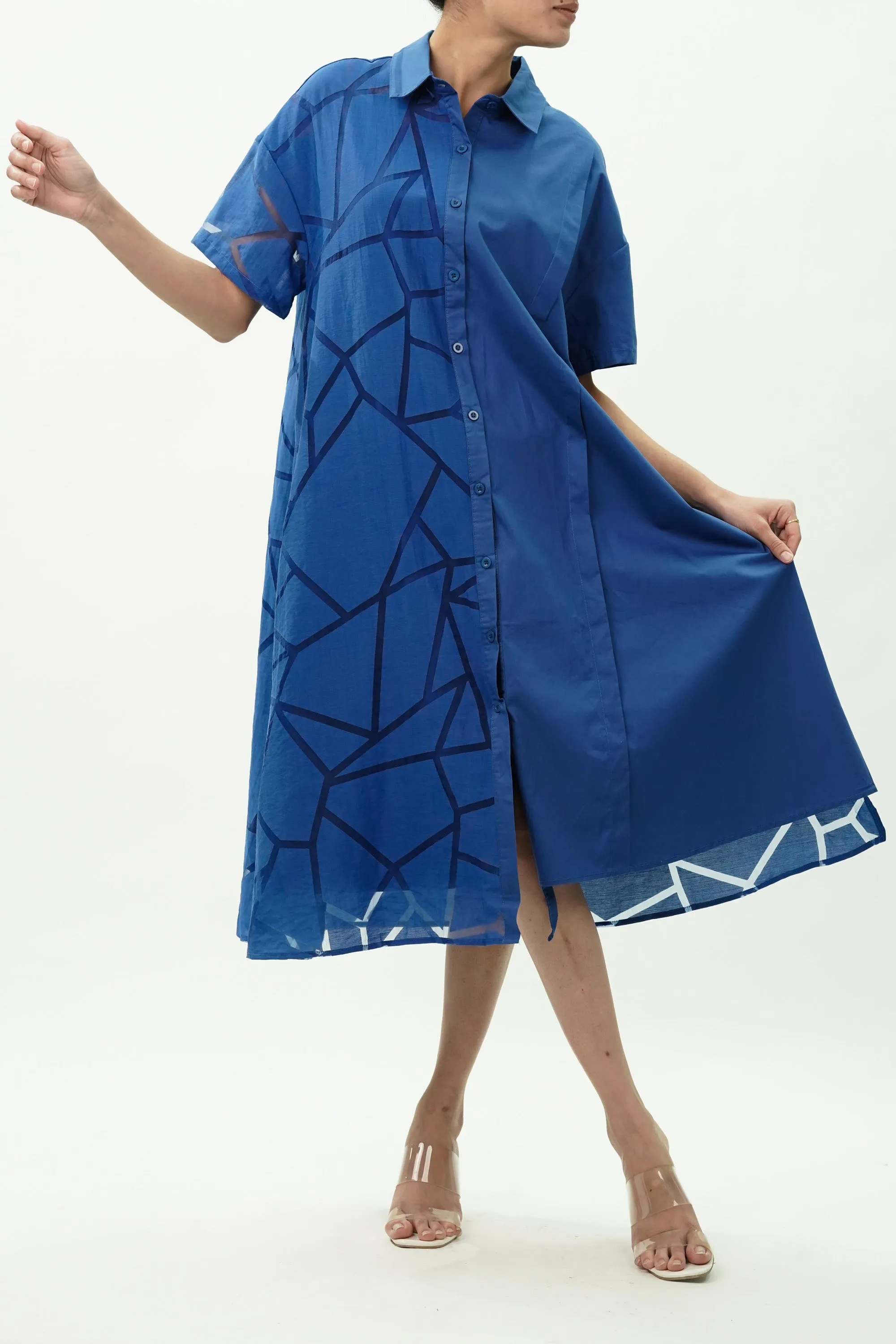 Oversized Blue Shirt Dress