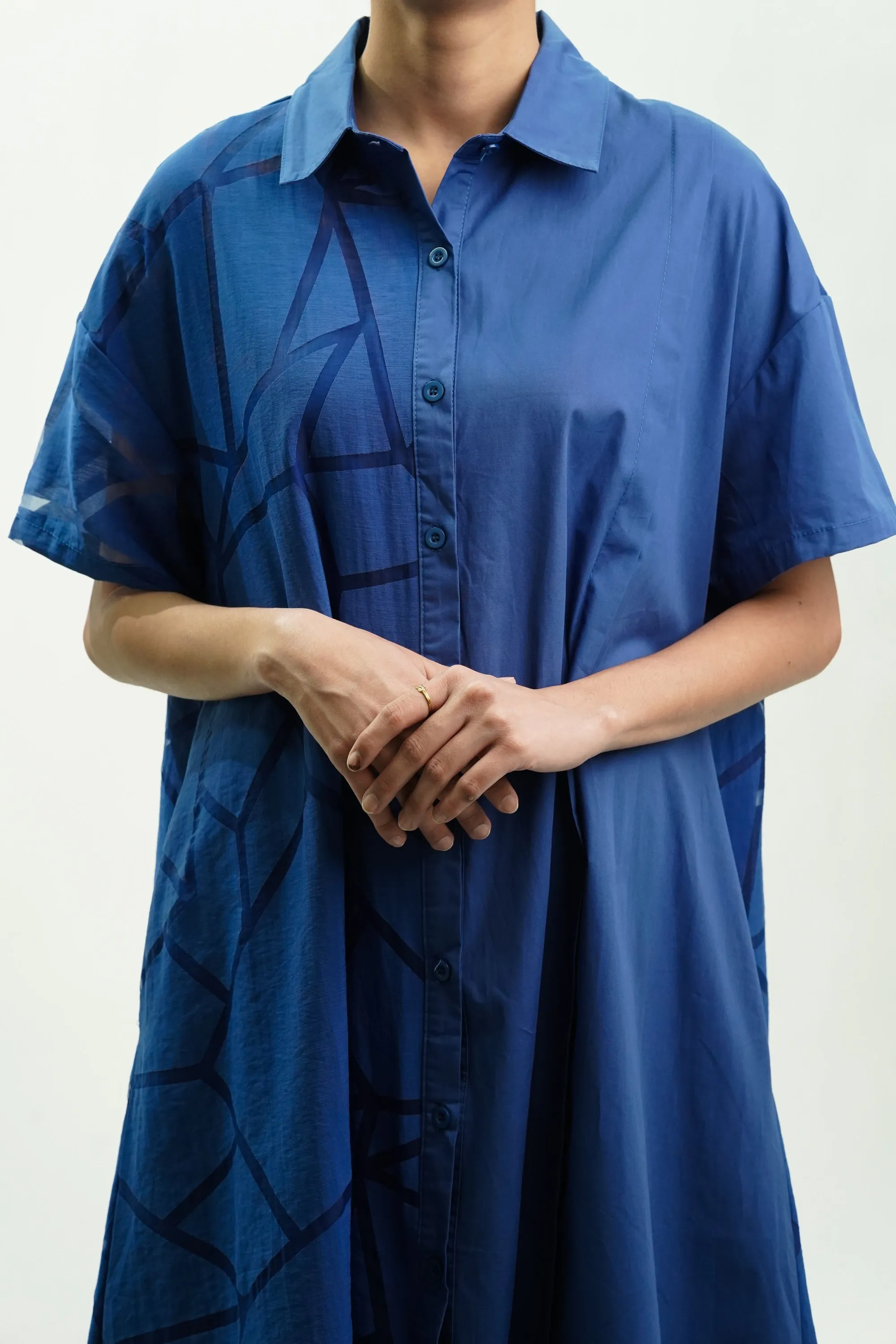 Oversized Blue Shirt Dress