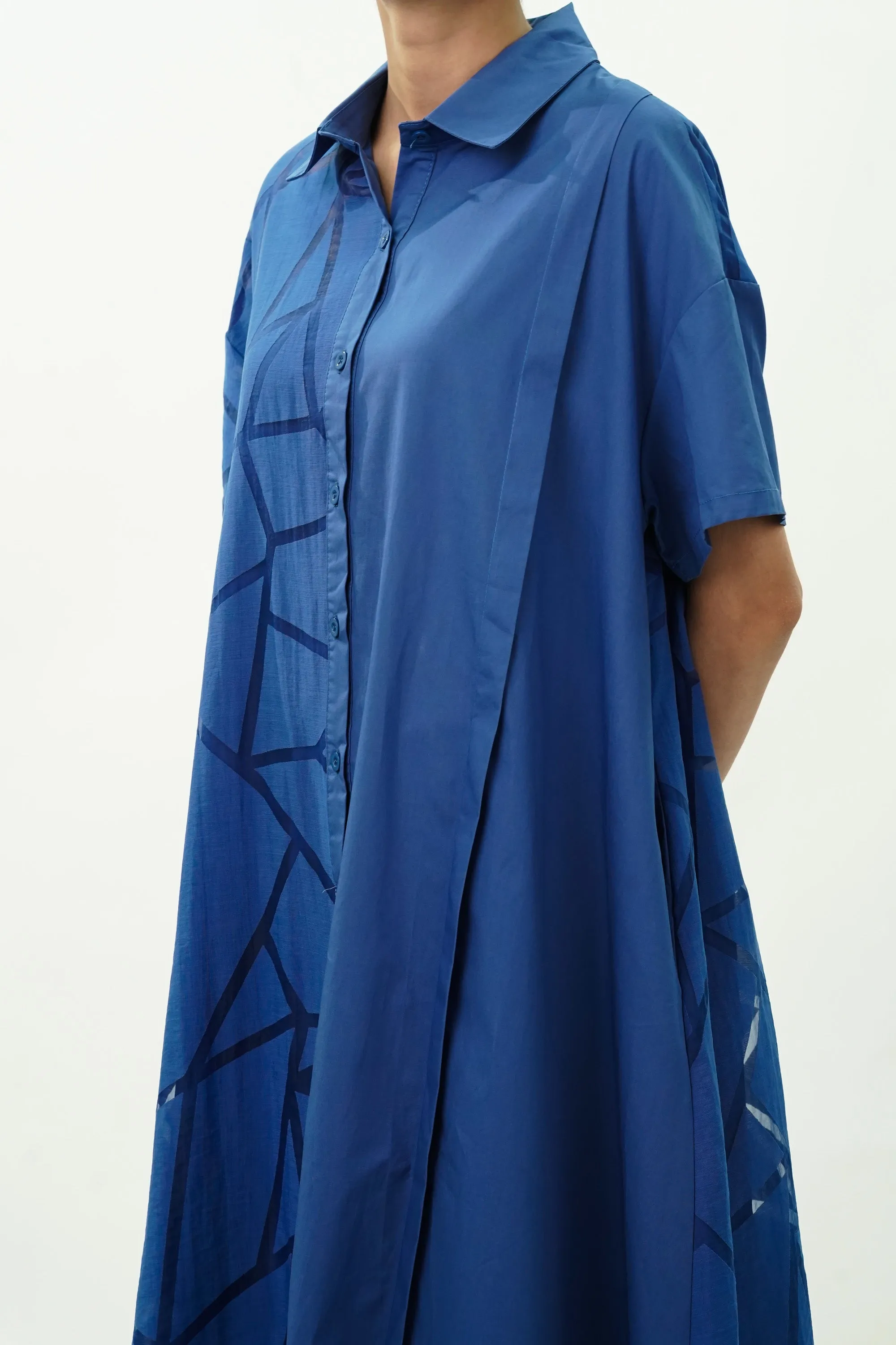 Oversized Blue Shirt Dress
