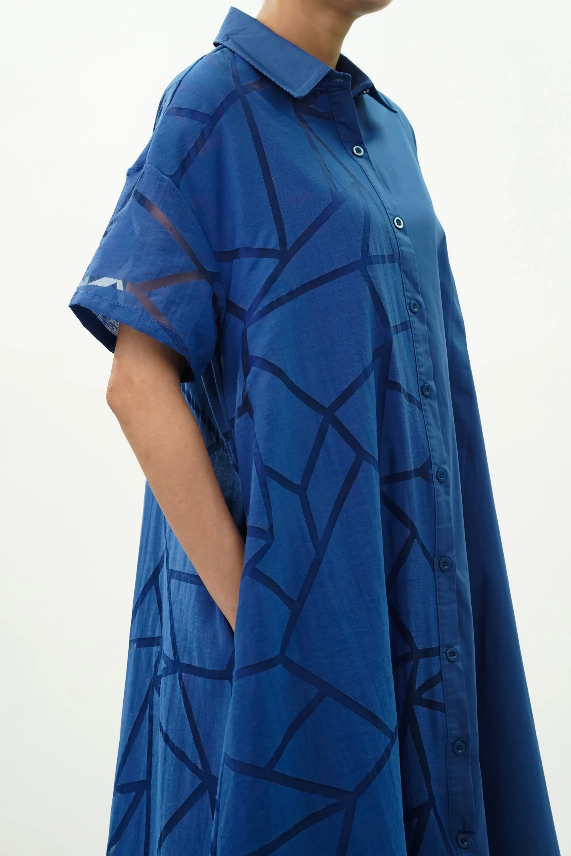 Oversized Blue Shirt Dress