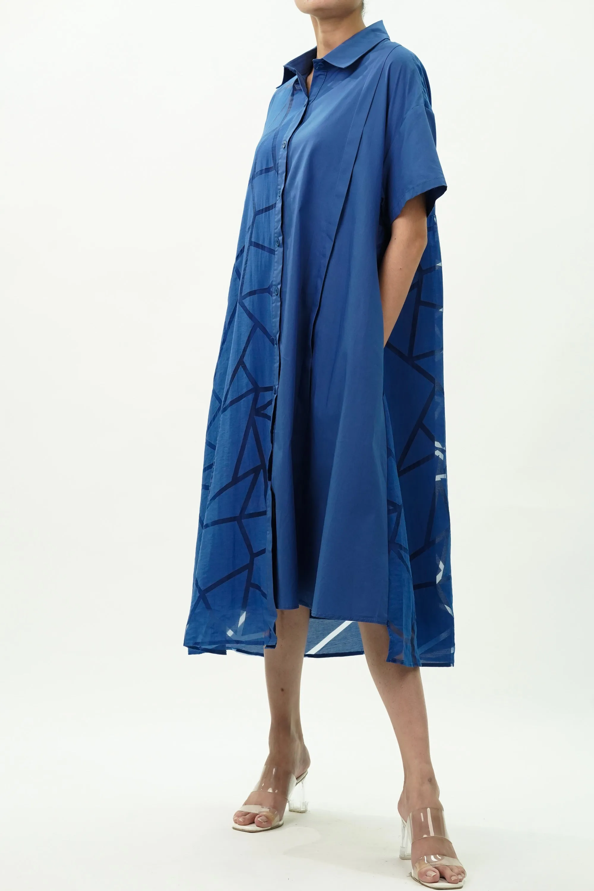 Oversized Blue Shirt Dress
