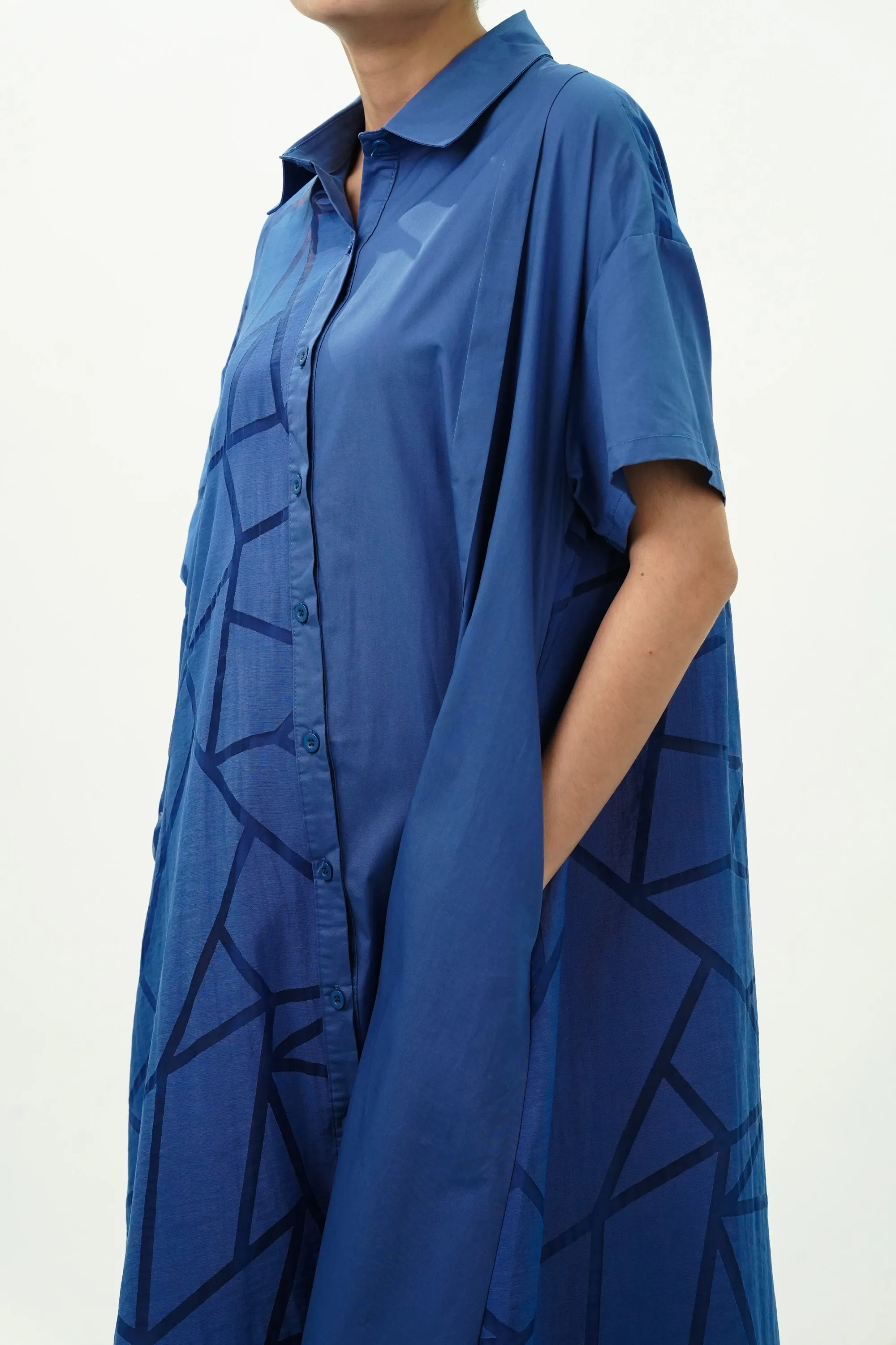 Oversized Blue Shirt Dress