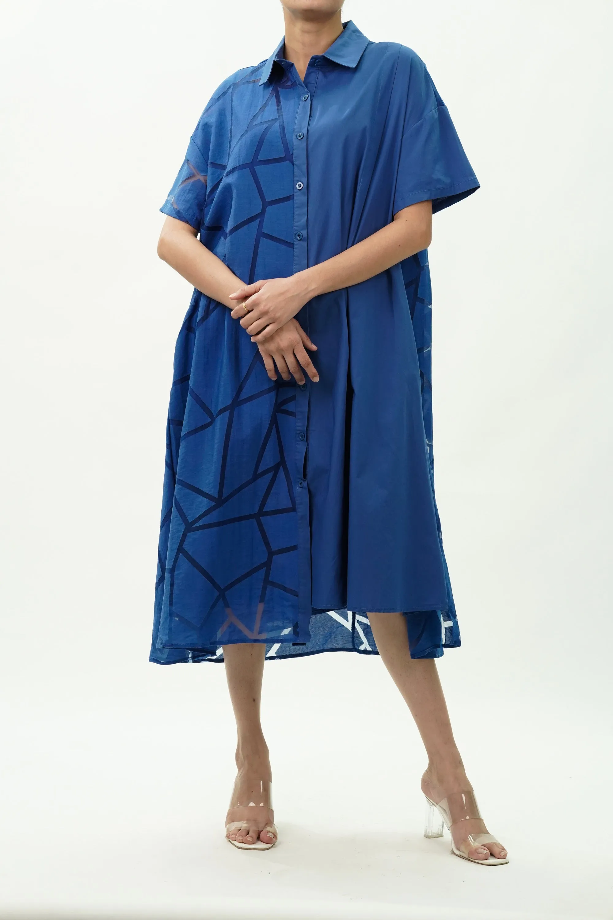 Oversized Blue Shirt Dress