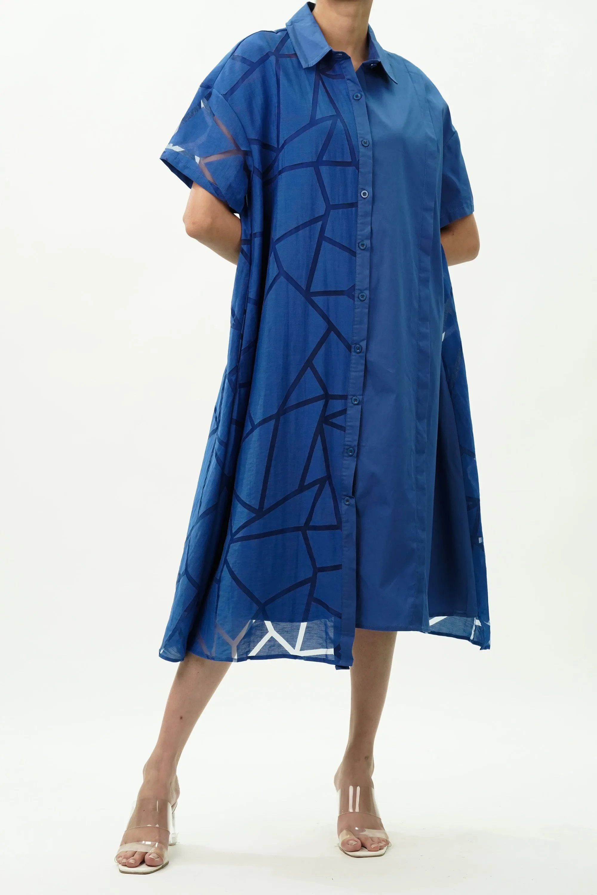 Oversized Blue Shirt Dress