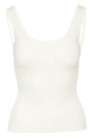 Parchment Scooped Rib Knit Tank