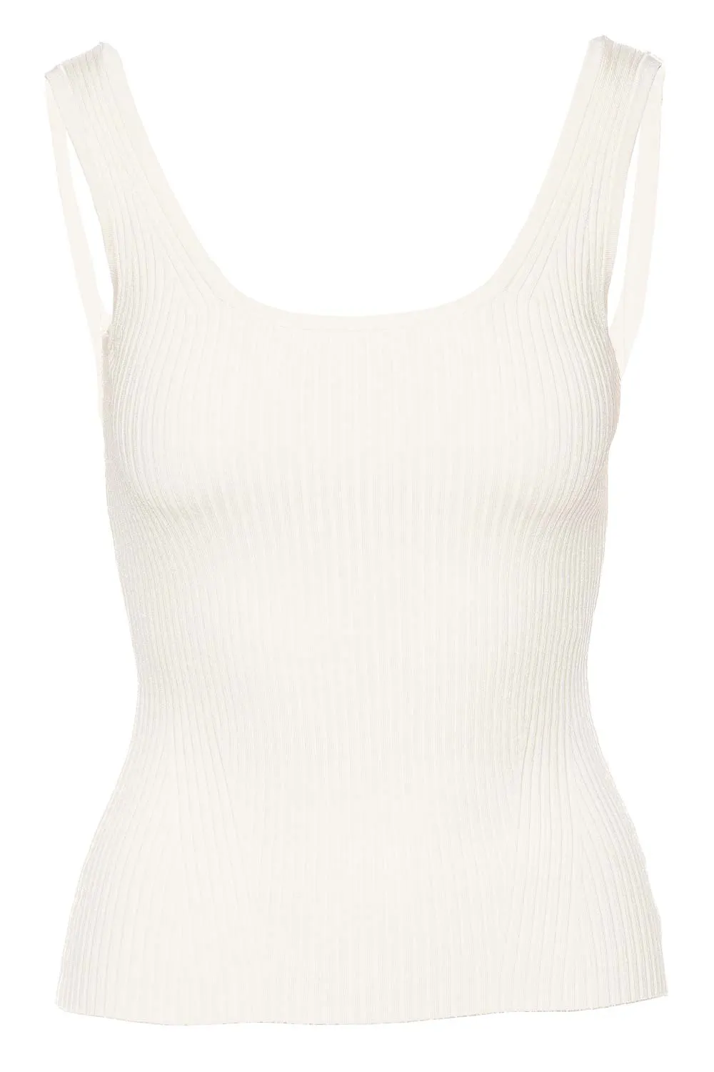 Parchment Scooped Rib Knit Tank