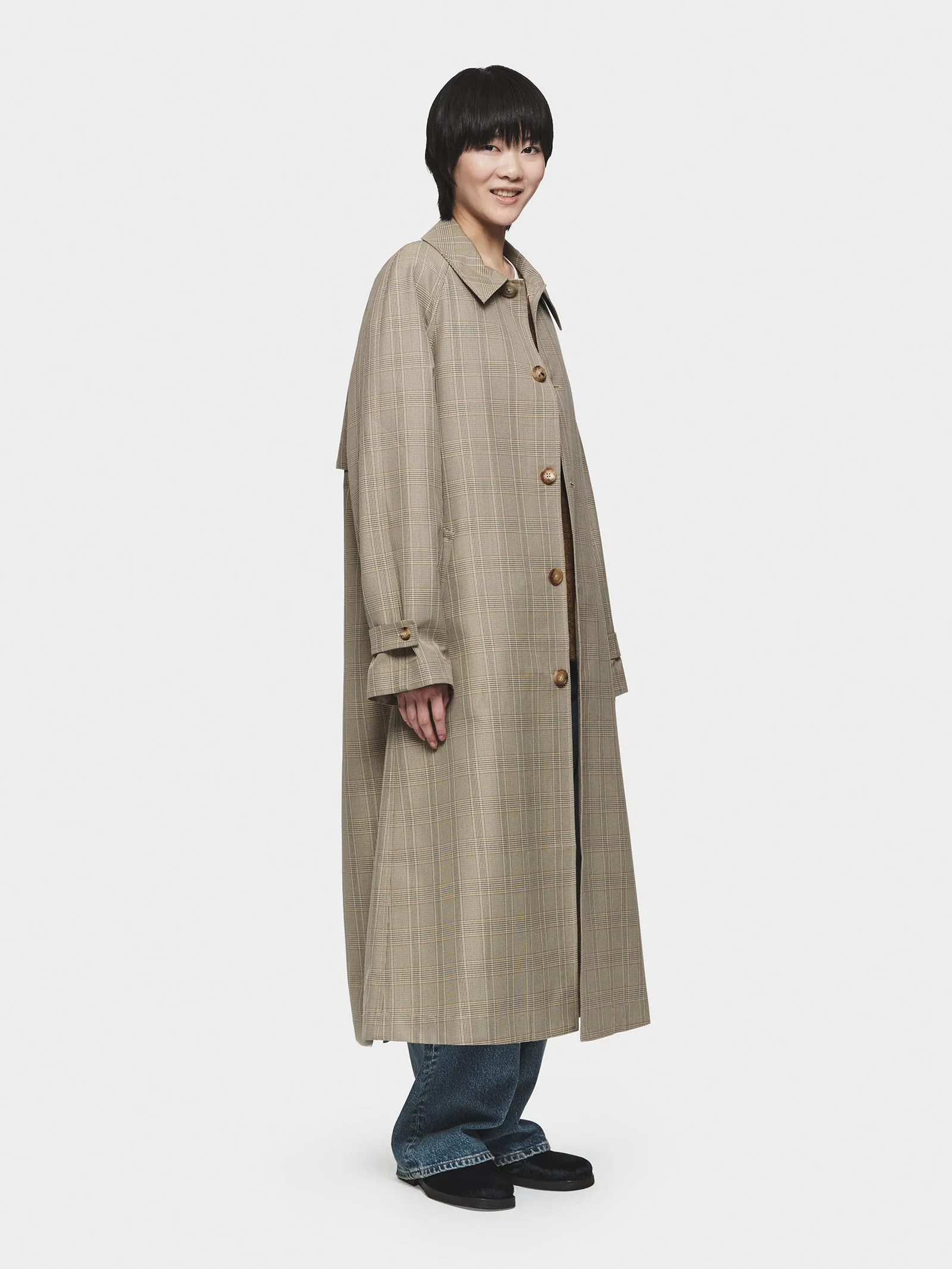 Plaid Trench Coat