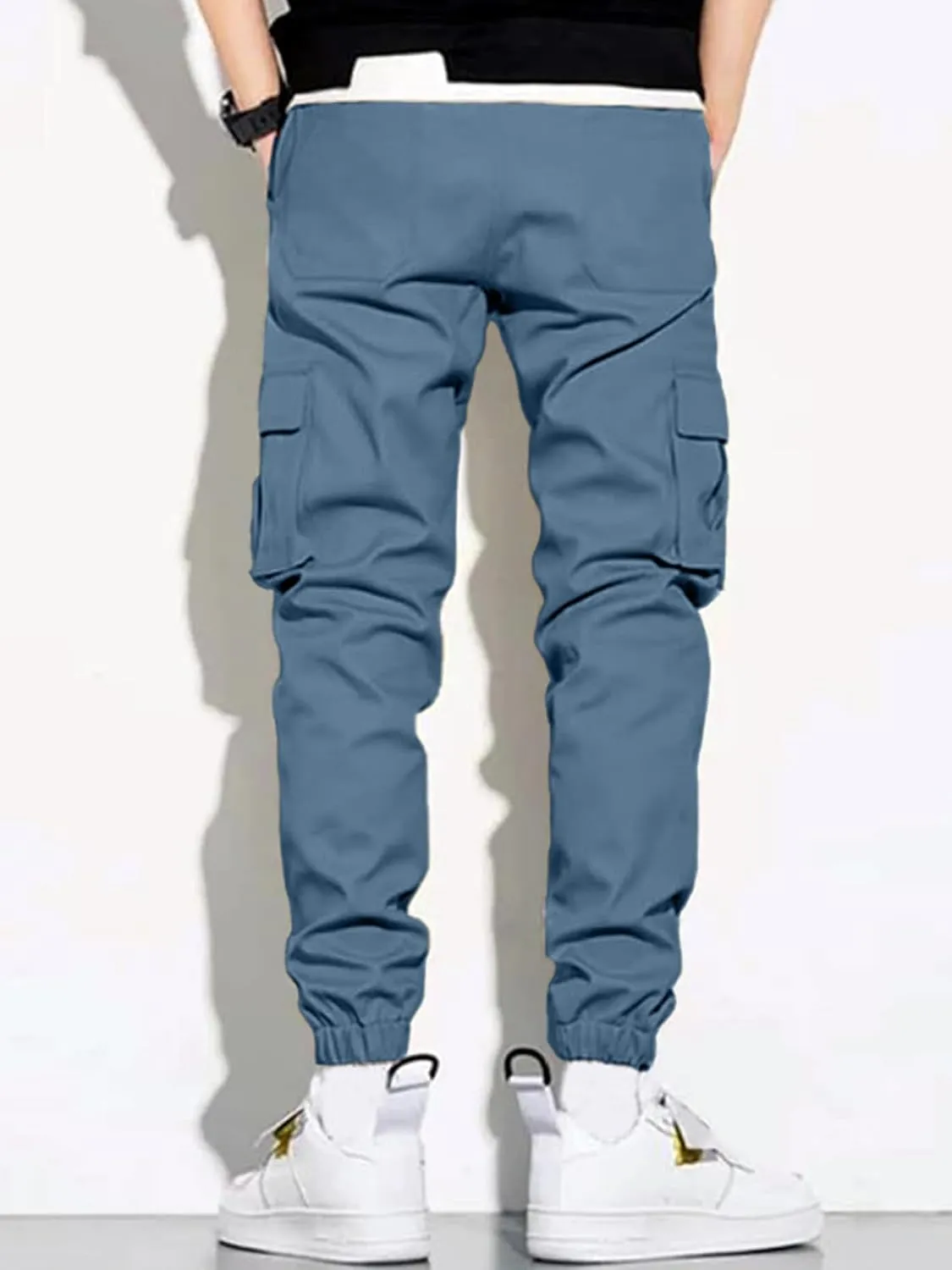 PLEPAN Mens Casual Cargo Joggers Stretch Elastic Waist Drawstring Tapered Sweatpants with Pockets