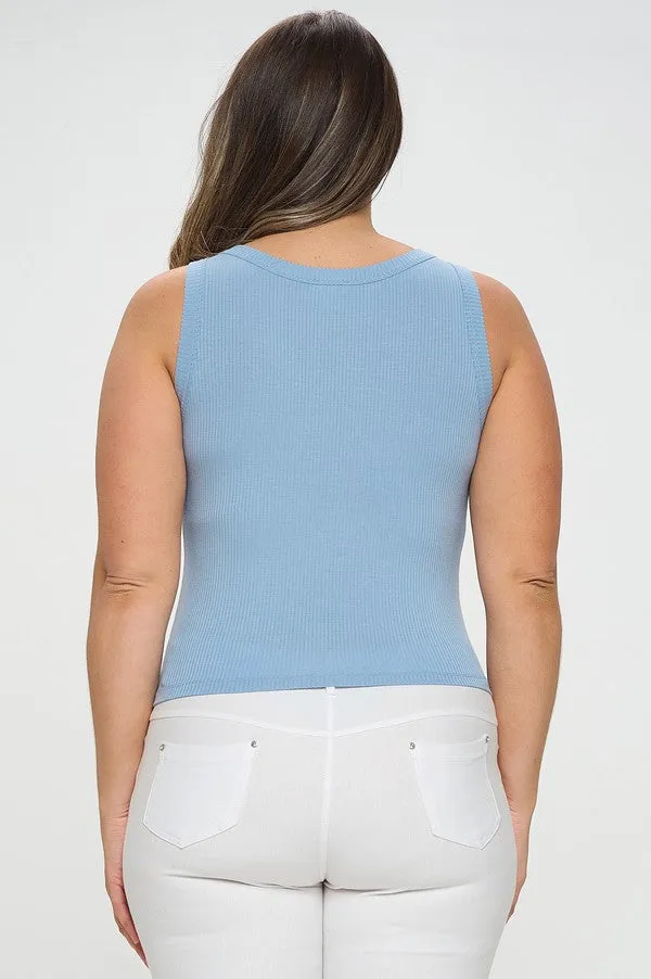 Plus Ribbed Seamless Scoop Neck Tank