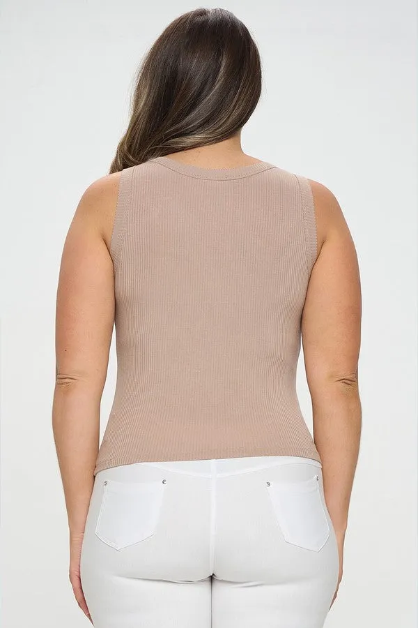 Plus Ribbed Seamless Scoop Neck Tank