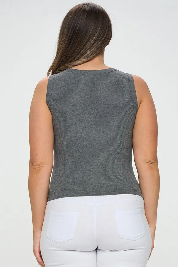 Plus Ribbed Seamless Scoop Neck Tank