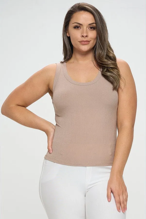 Plus Ribbed Seamless Scoop Neck Tank