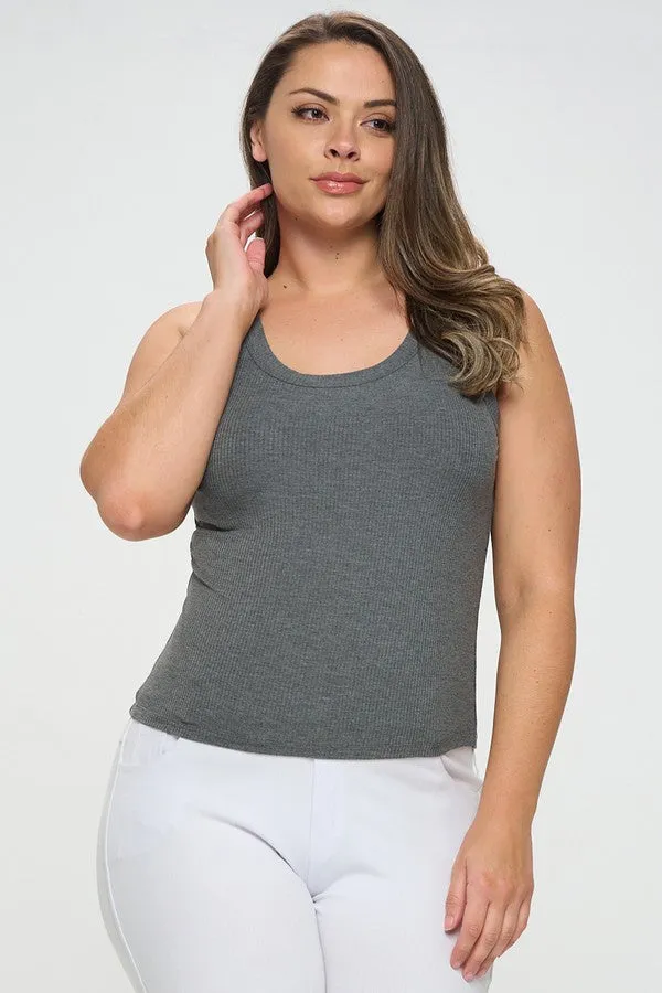 Plus Ribbed Seamless Scoop Neck Tank