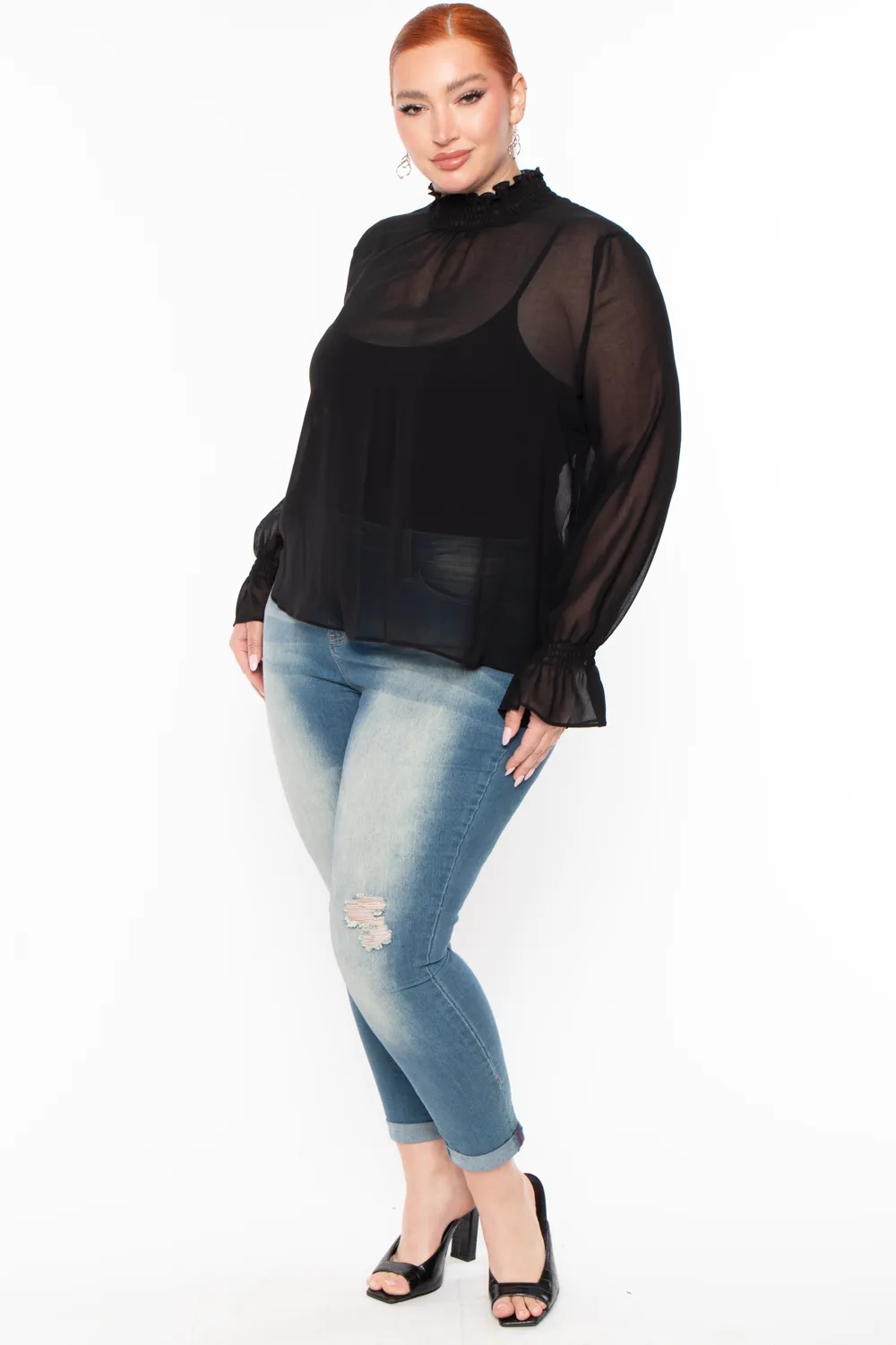 Plus Size Annalyn Flowy Top -Black