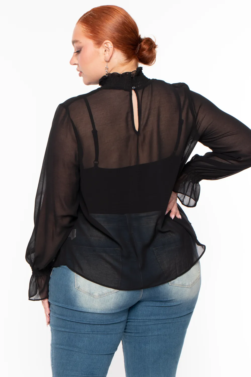 Plus Size Annalyn Flowy Top -Black