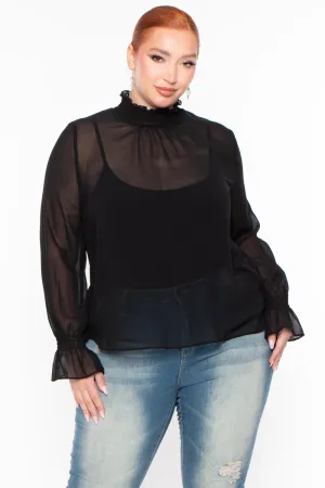 Plus Size Annalyn Flowy Top -Black