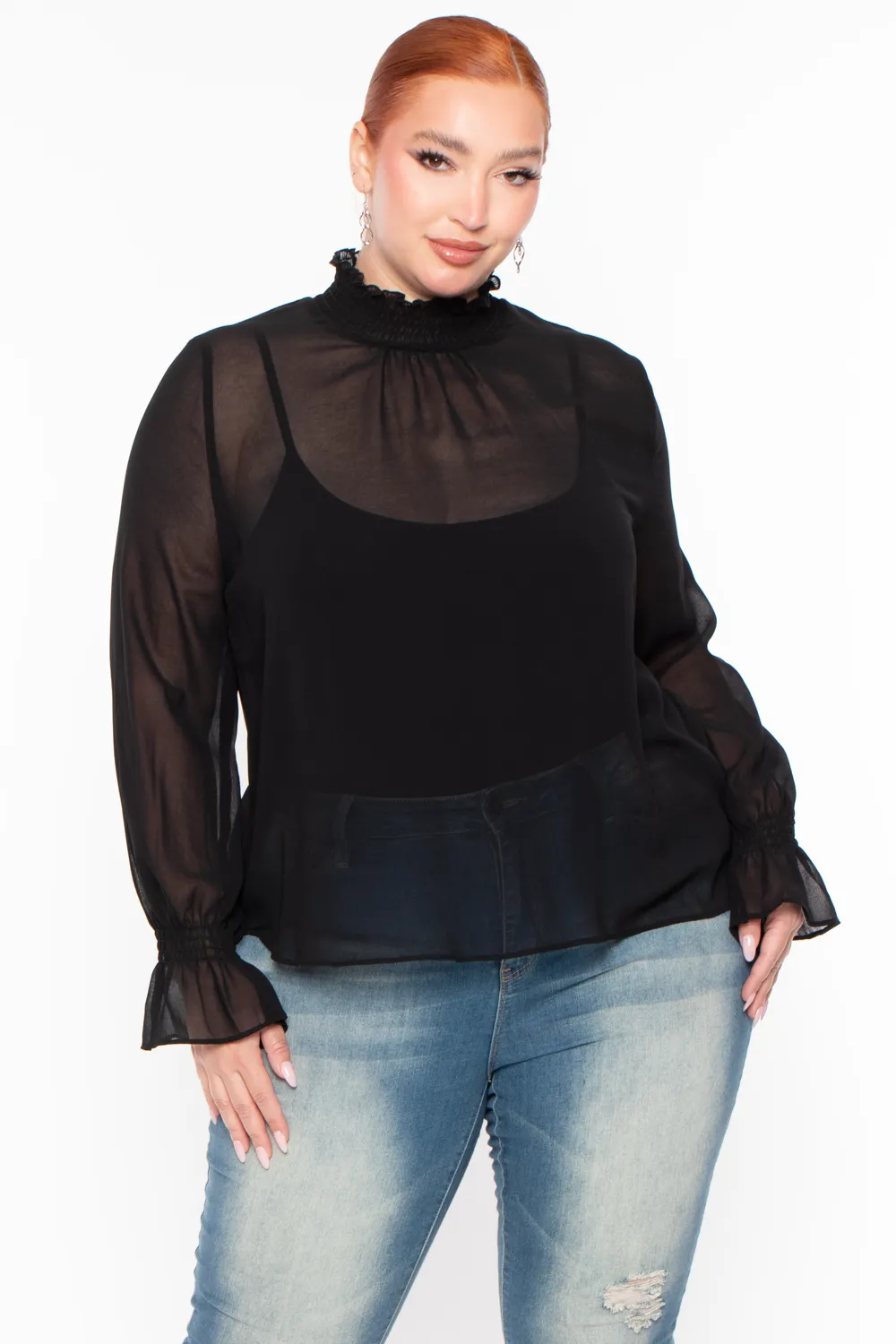 Plus Size Annalyn Flowy Top -Black