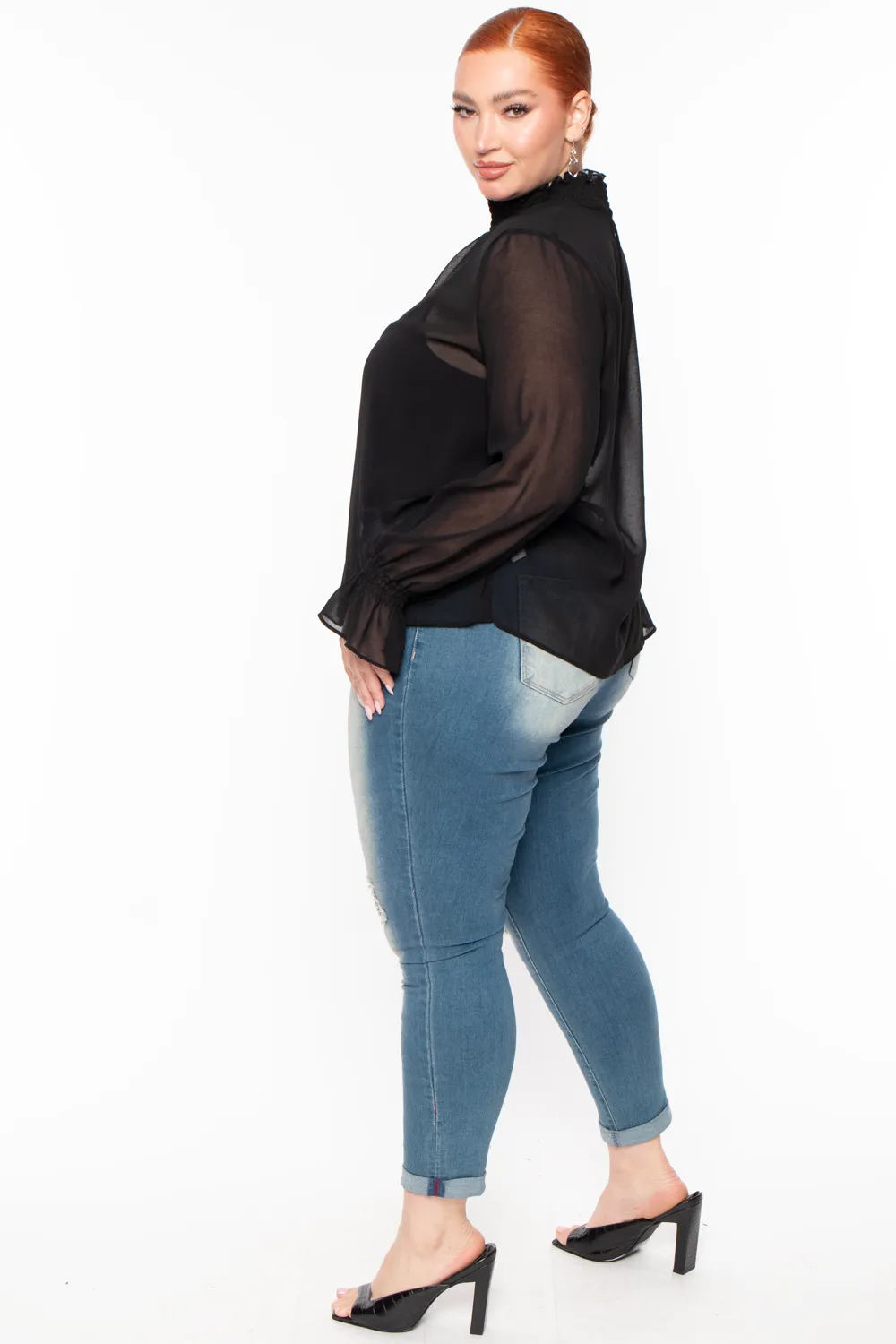 Plus Size Annalyn Flowy Top -Black