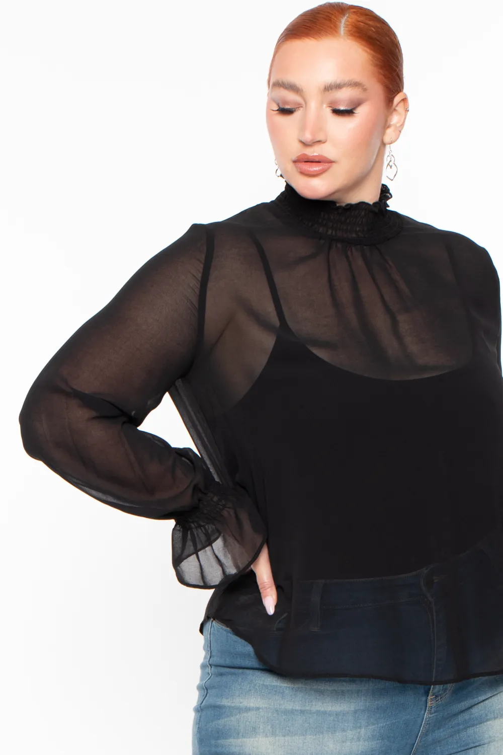 Plus Size Annalyn Flowy Top -Black