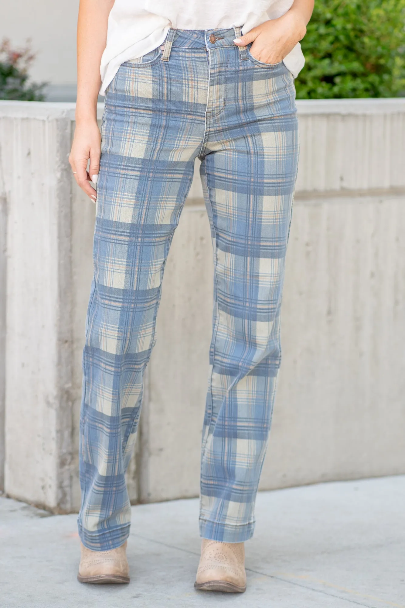 Plus Size Plaid High Rise Vintage Straight