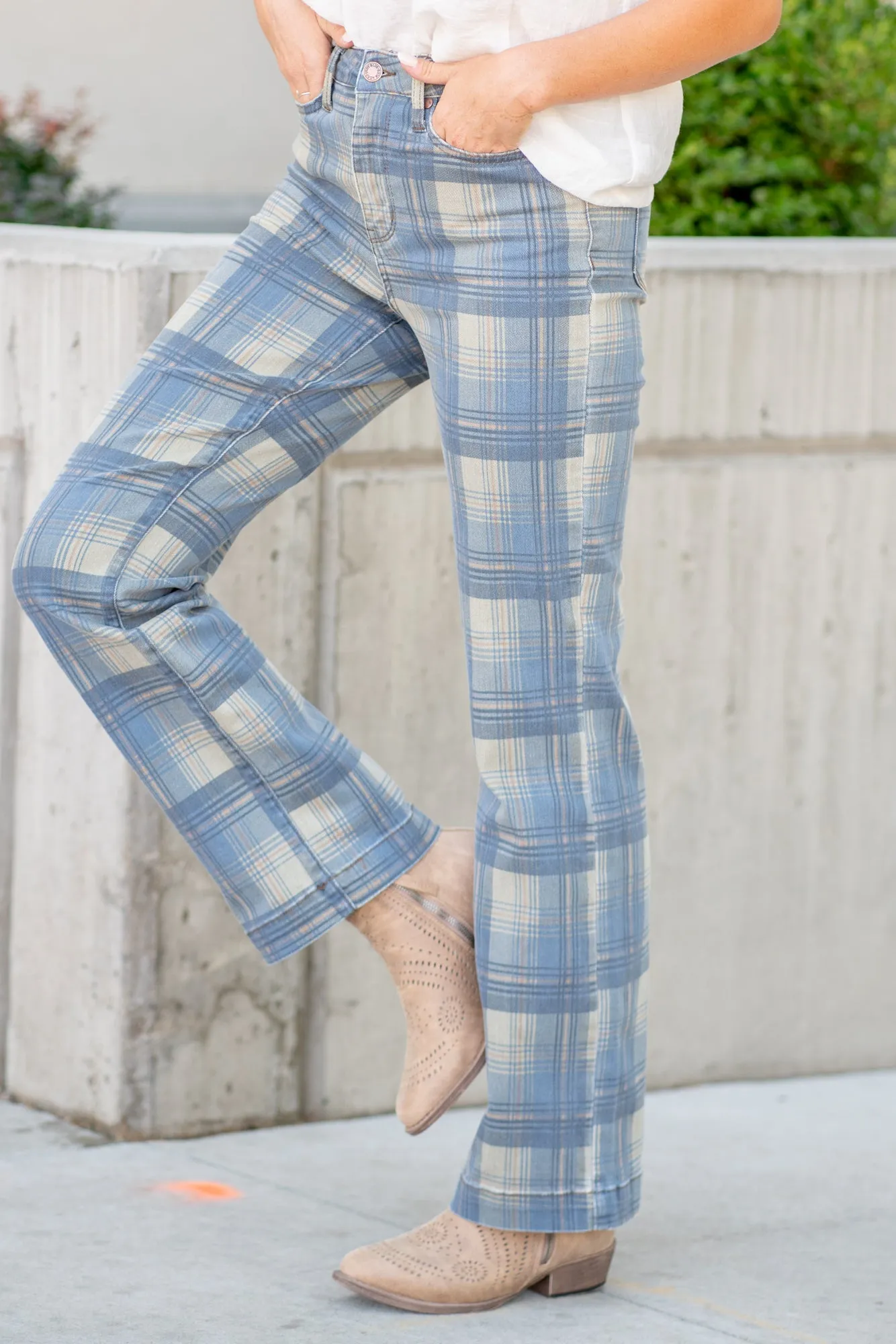 Plus Size Plaid High Rise Vintage Straight