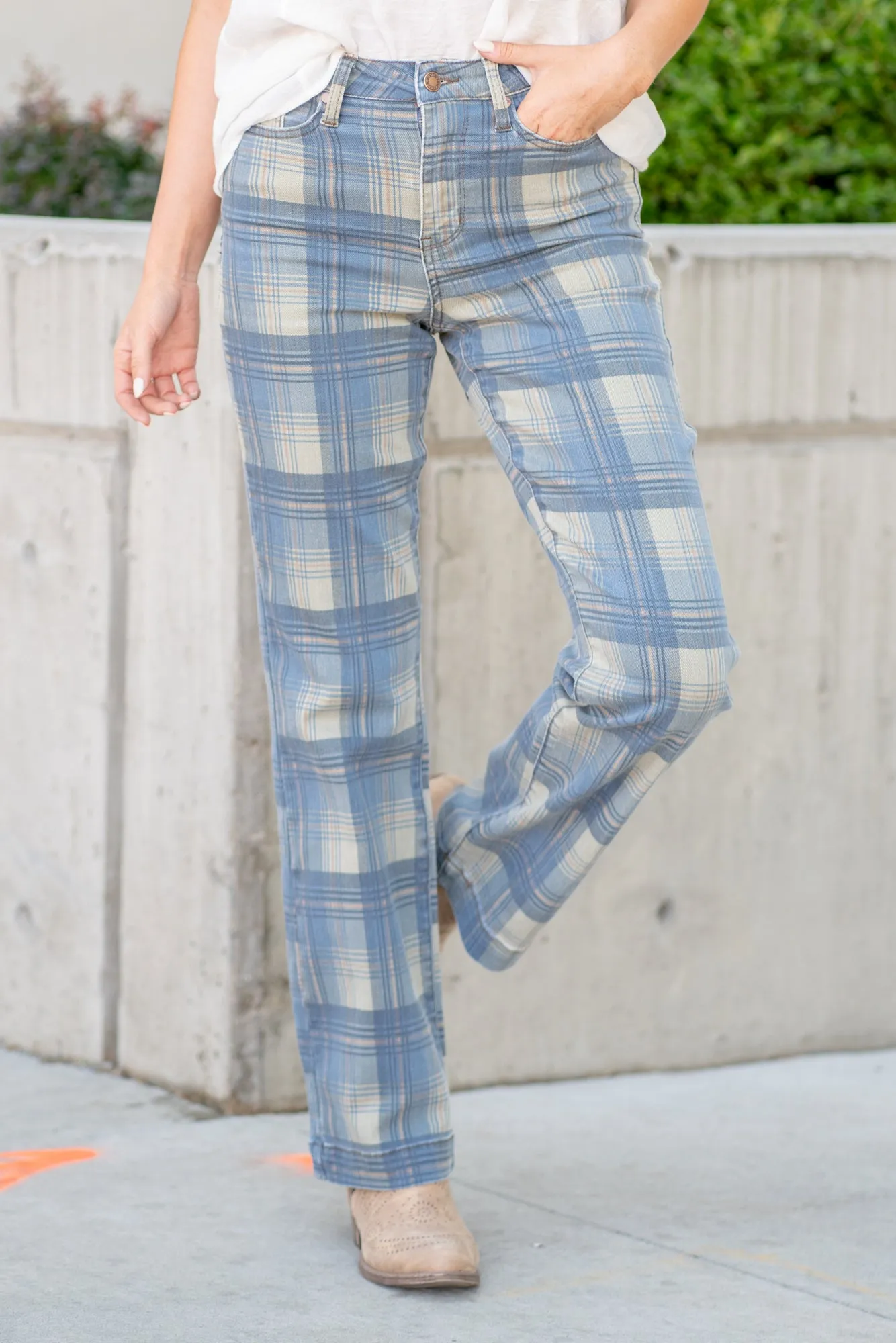 Plus Size Plaid High Rise Vintage Straight