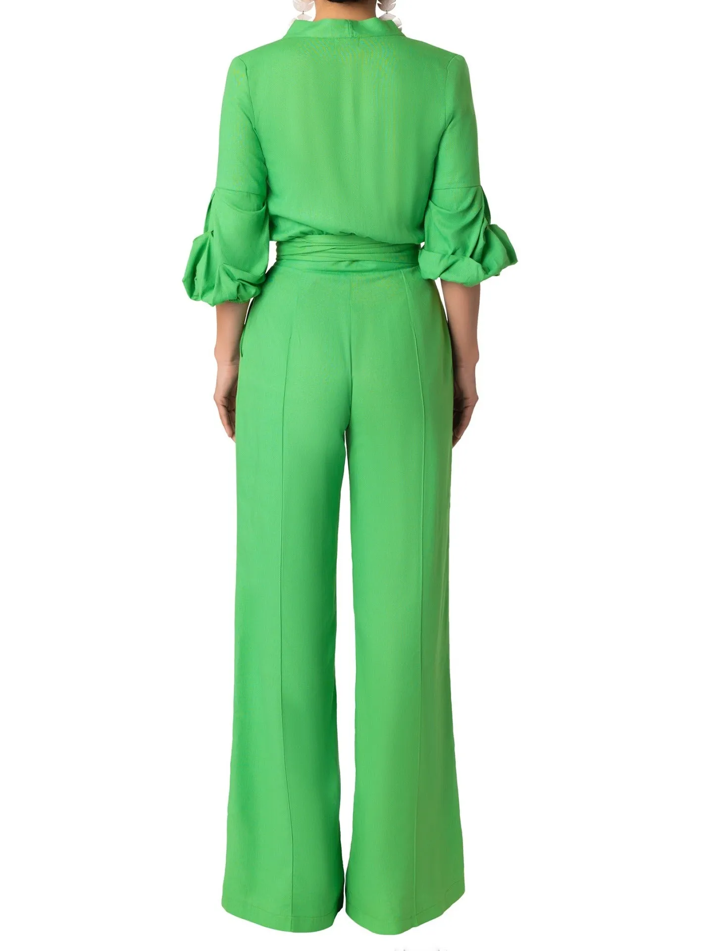 "Caribbean" Green Button-Down Jumpsuit