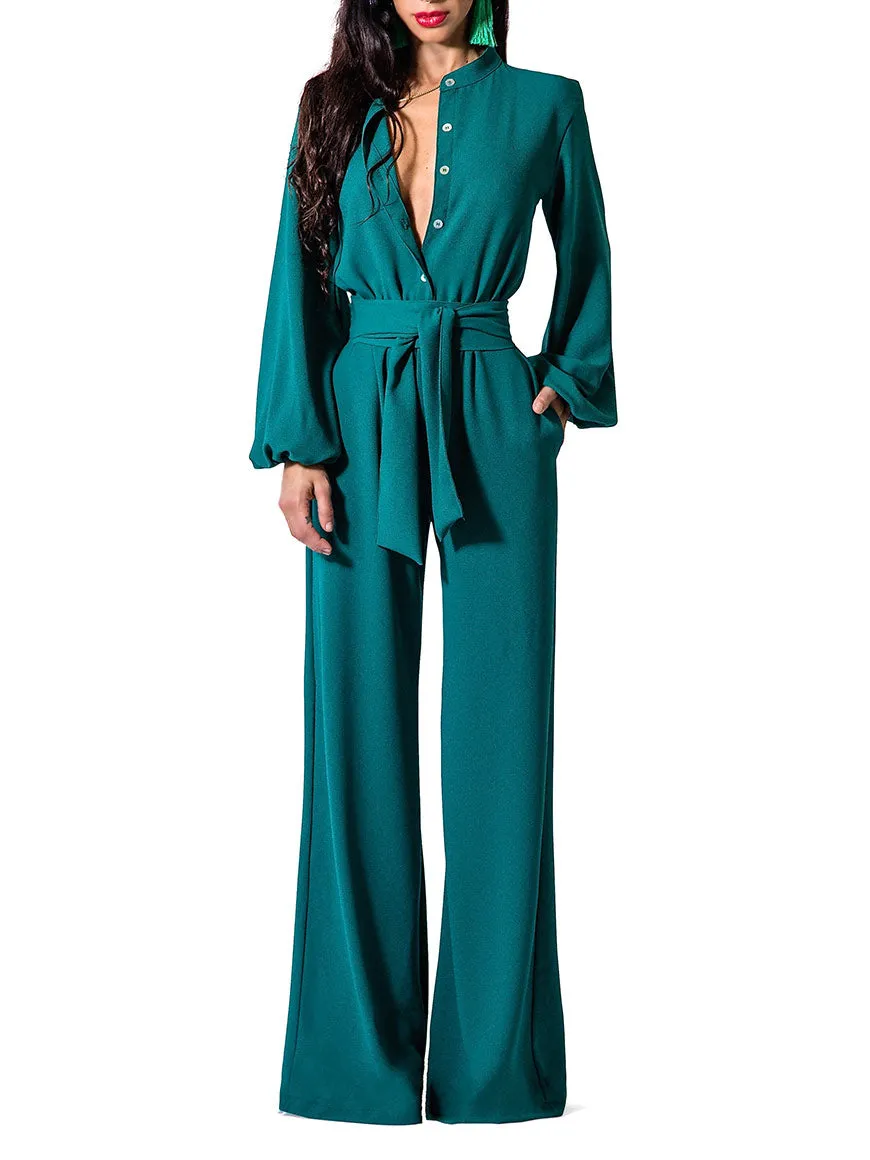 "Philo" Bell Sleeve Wide Leg Jumpsuit