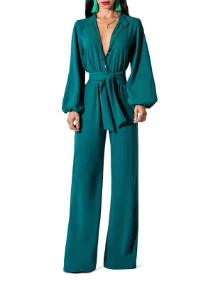 "Philo" Bell Sleeve Wide Leg Jumpsuit