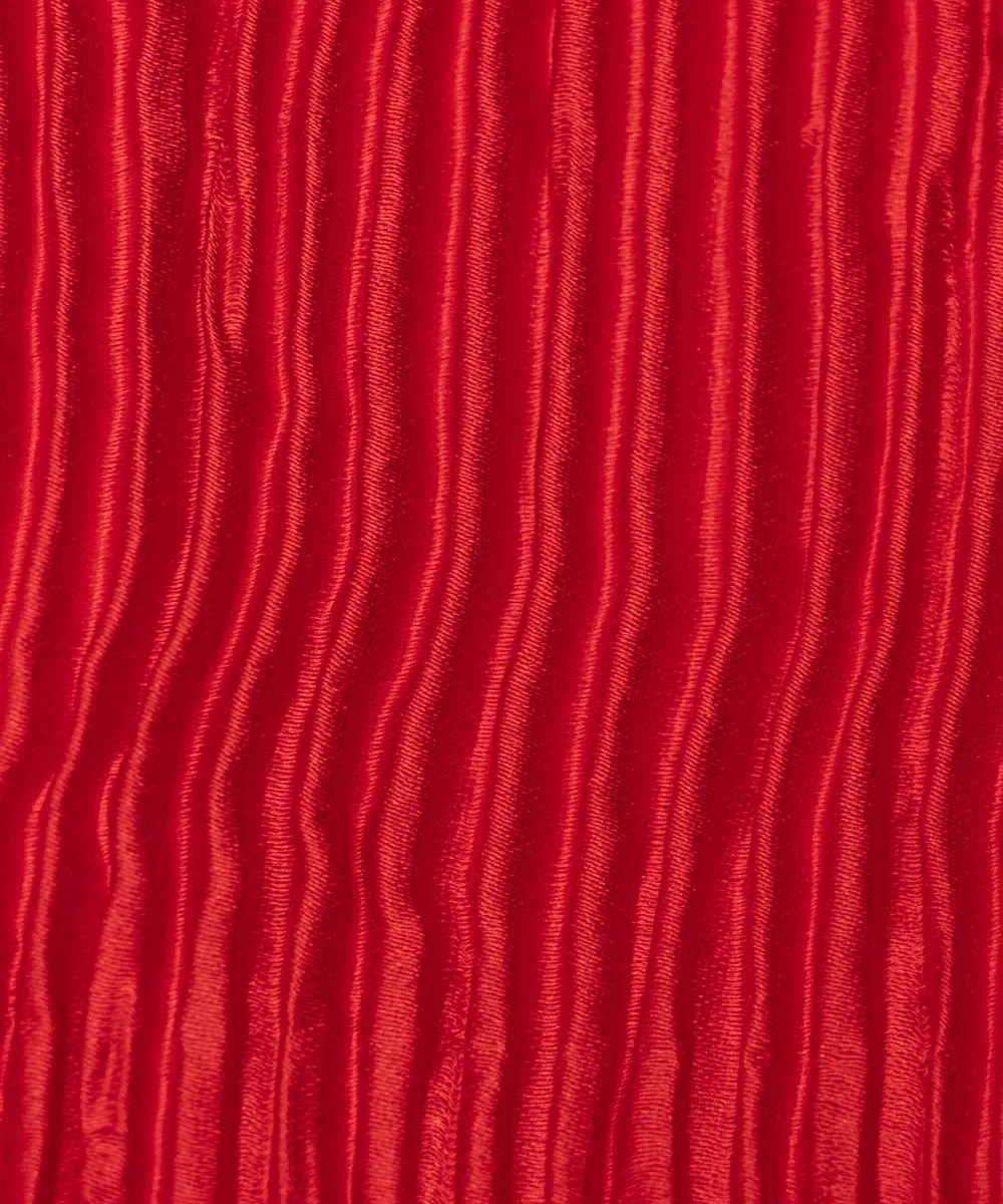 Red Colour Plain Pleated Satin Fabric