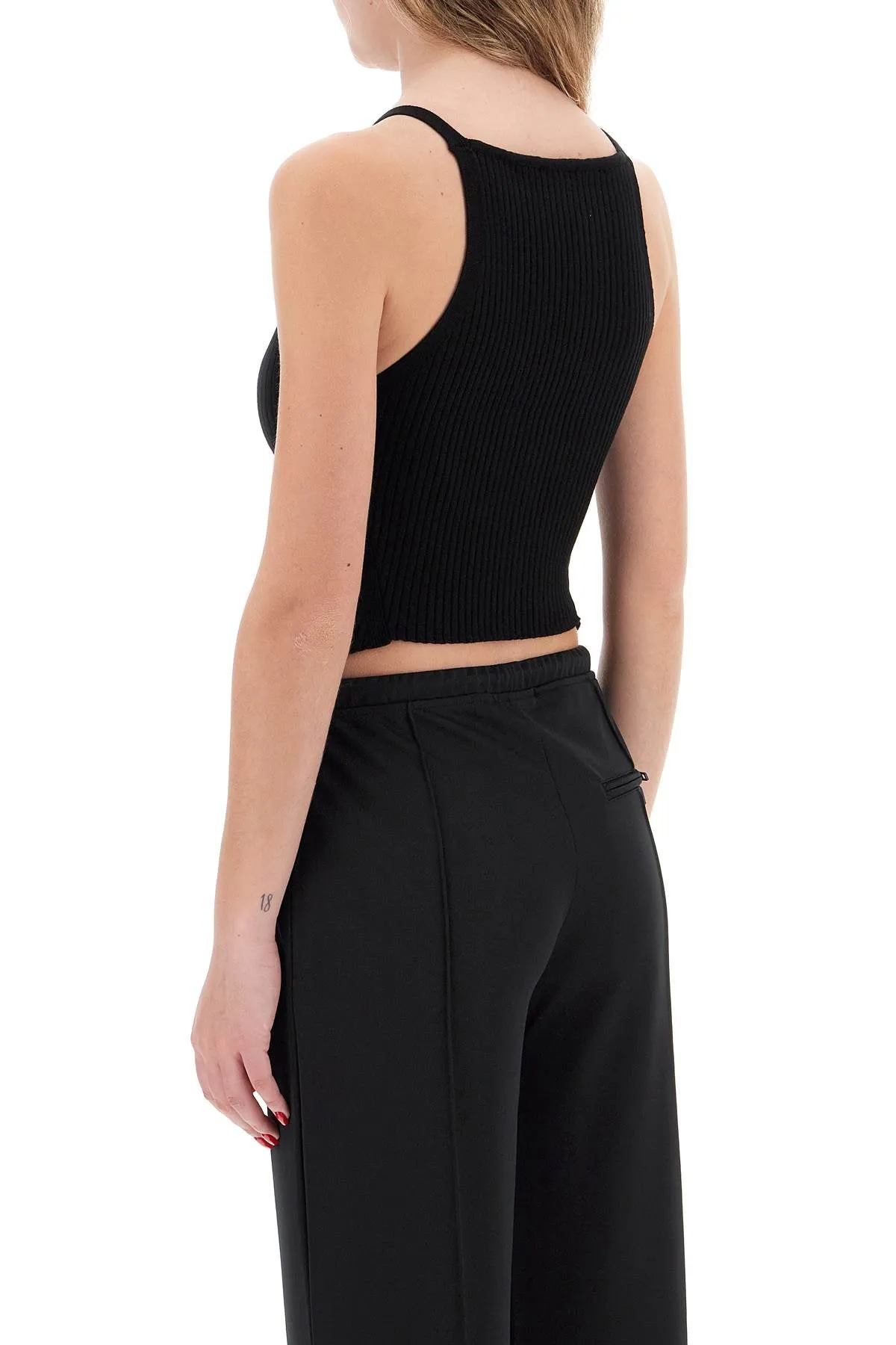 Ribbed Pointed Hem Knit Top