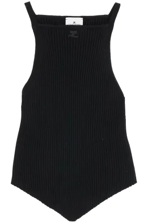 Ribbed Pointed Hem Knit Top