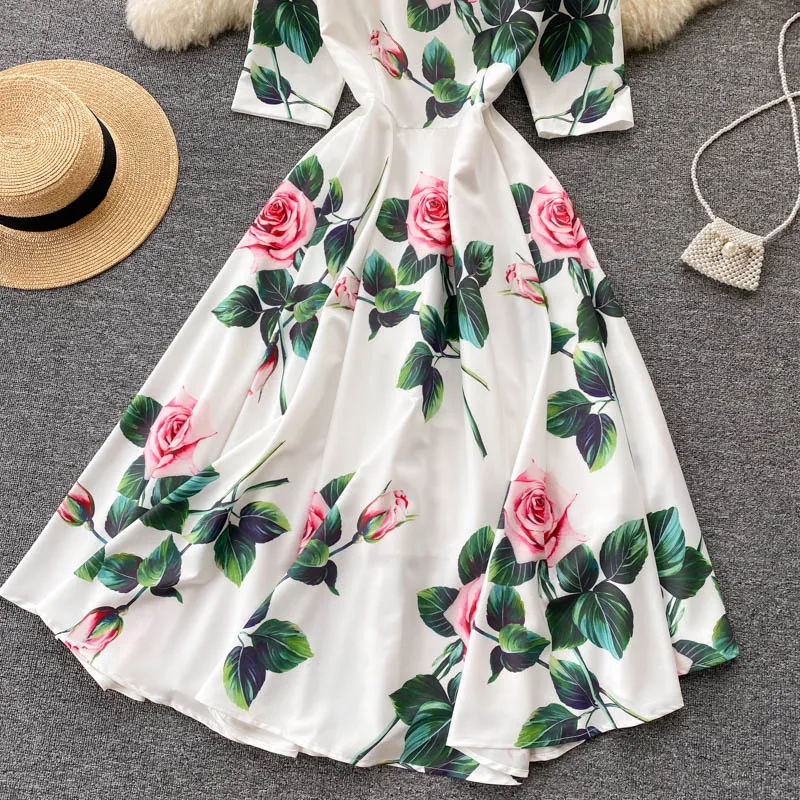 Rose Print Dress