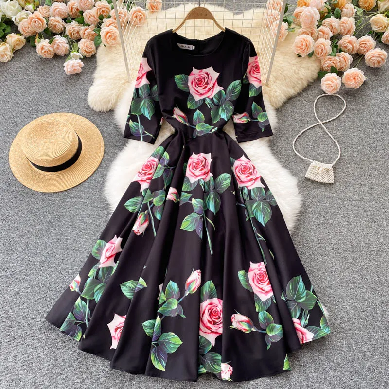 Rose Print Dress