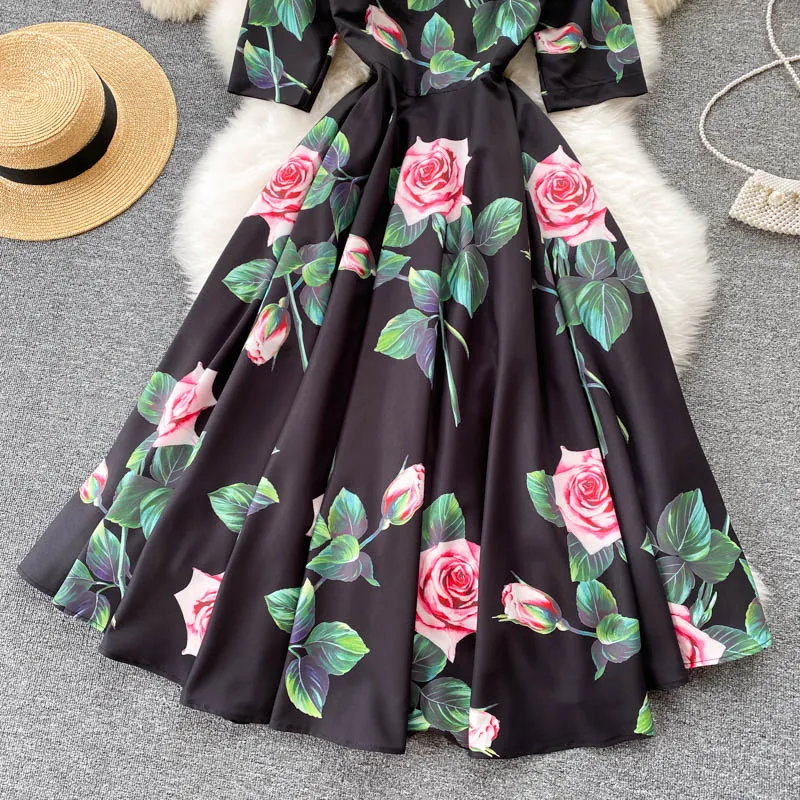 Rose Print Dress