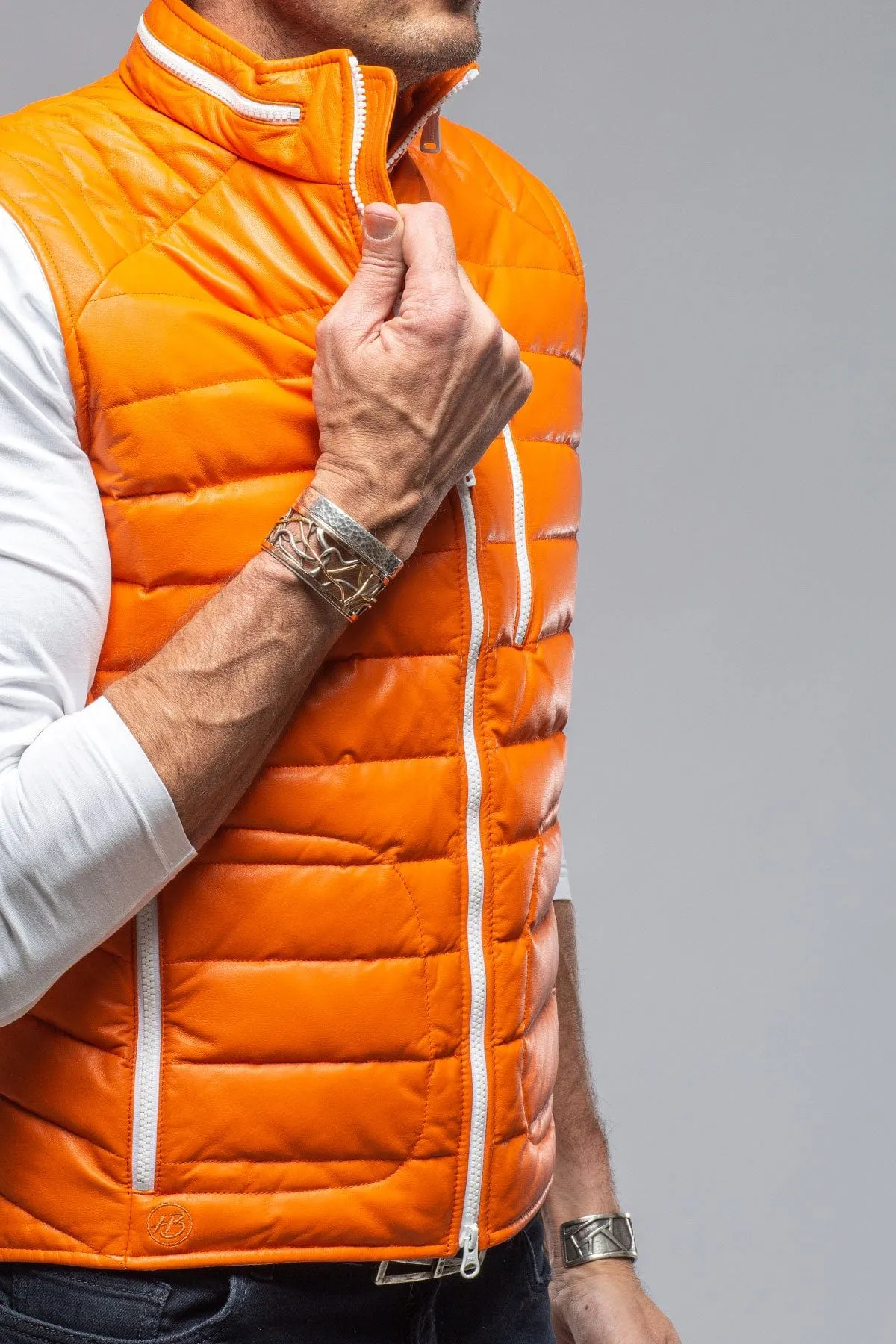 Saxan Leather Vest In Orange