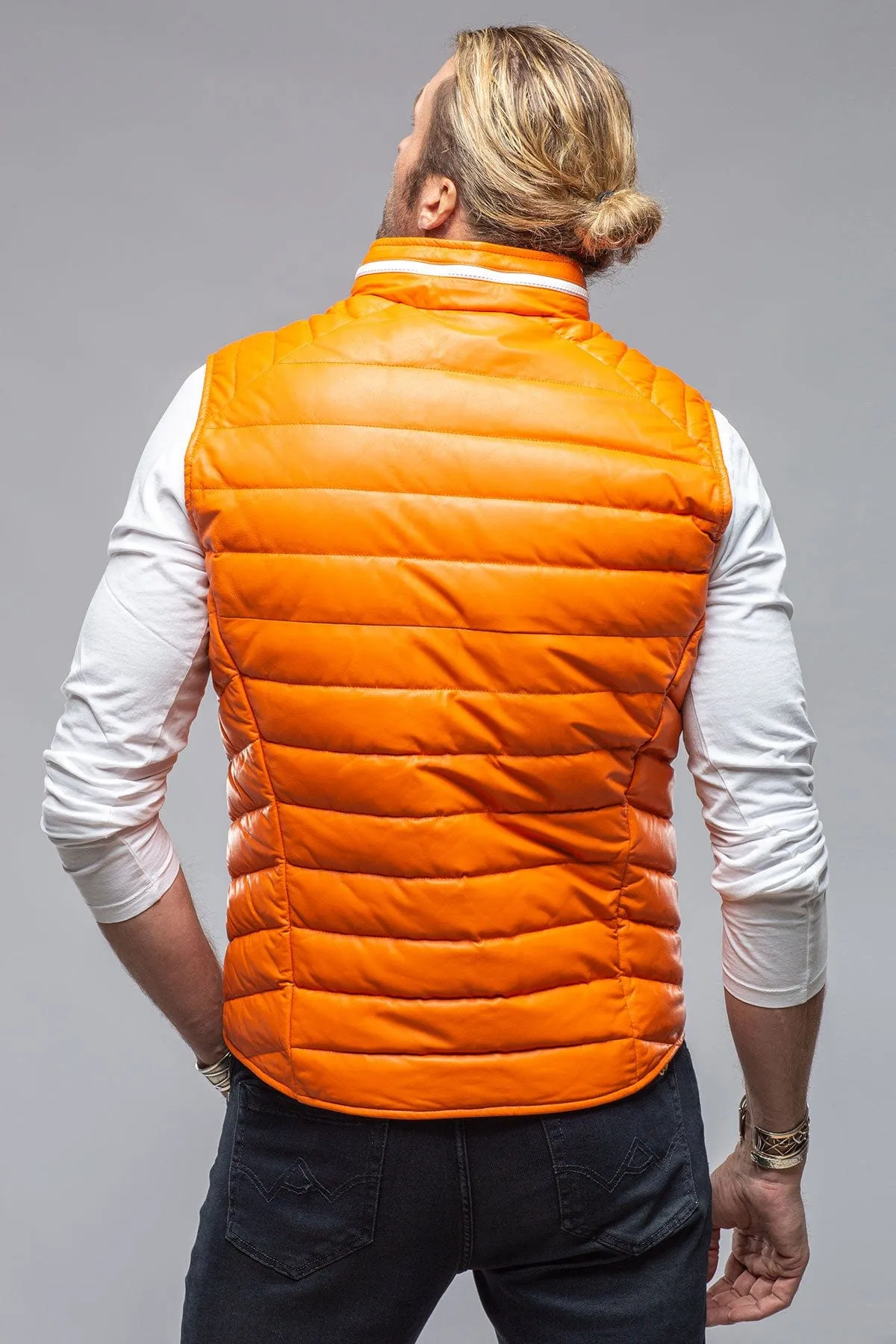 Saxan Leather Vest In Orange
